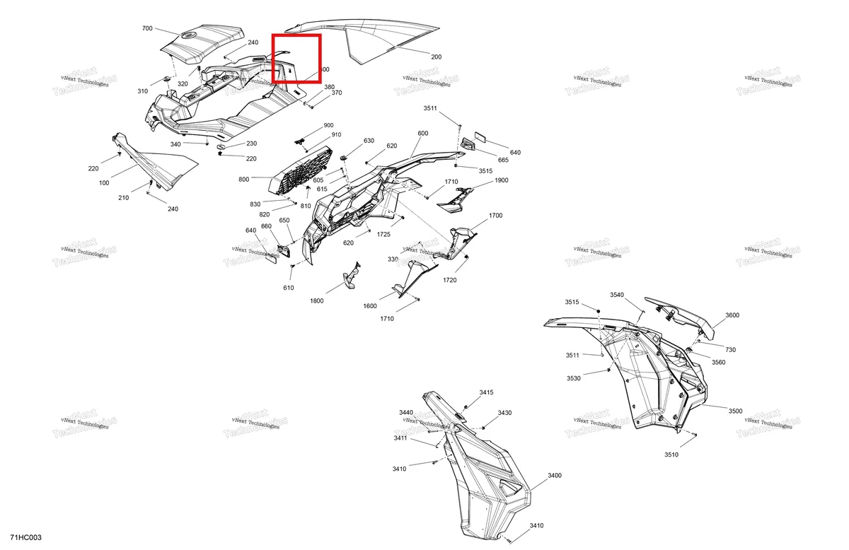 Деталь 705017290 на схеме узла 2023 Can-Am Maverick Turbo RR - XRC Body - Front Section