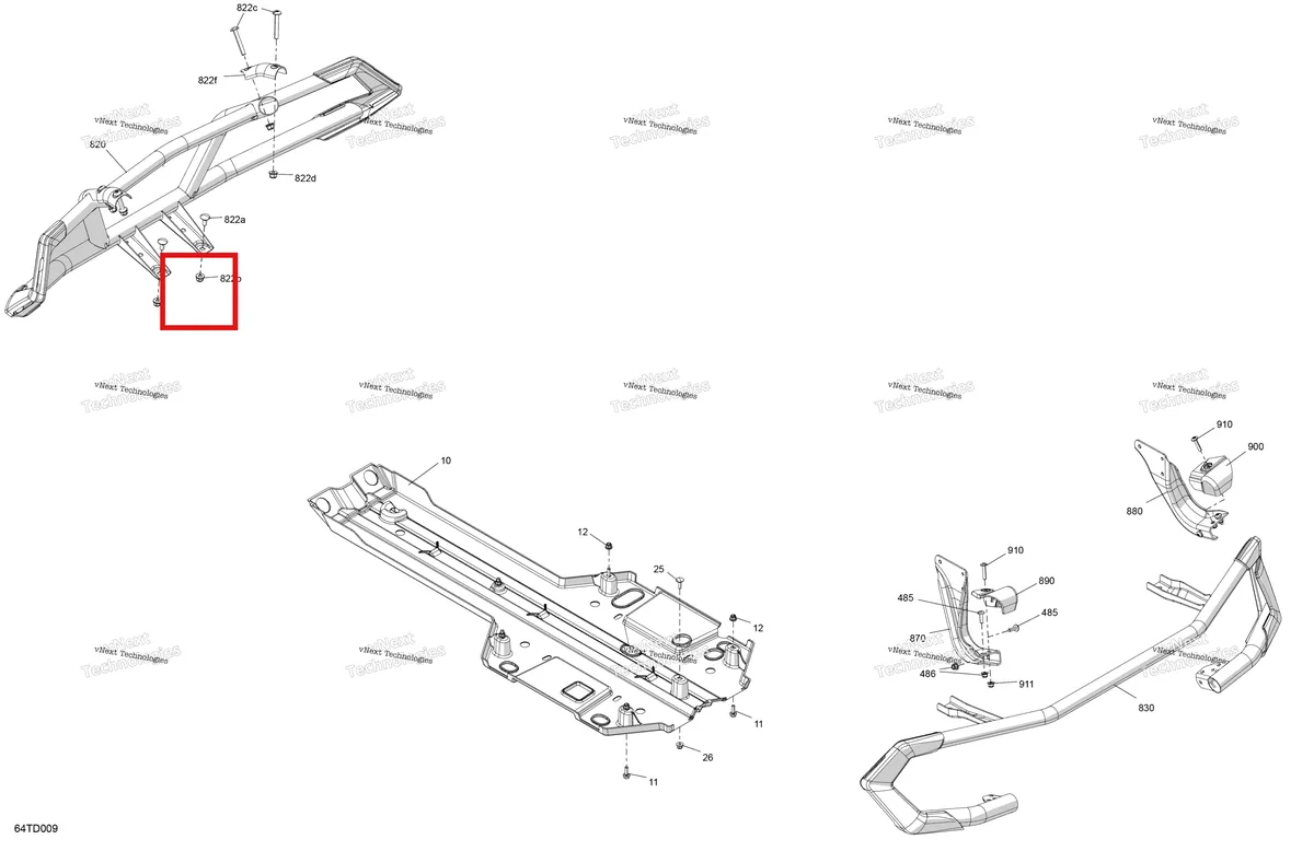 Деталь 705017373 на схеме узла 2024 Can-Am Outlander 850 EFI 4X4 - 4KRA - X MR Package - Legion Red Body - Skid Plate And Bumper