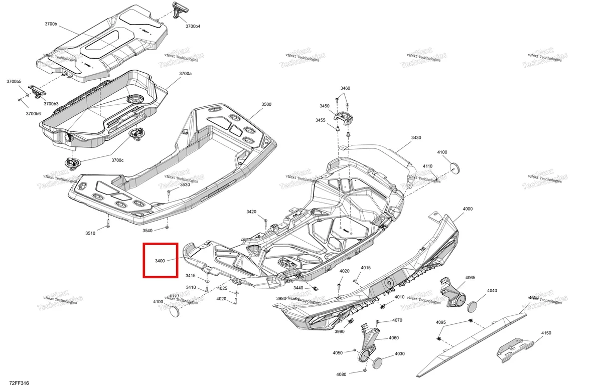 Деталь 705017617 (Задний многоцелевой опора Can-Am Outlander 4x4 XT 1000R (2025) (705017617)) на схеме узла 2026 Can-Am OUTLANDER - 4X4 - DPS - 1000R - 4DTA - Granite Grey Body - Rear Section