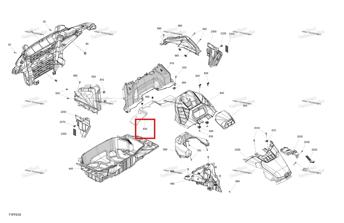 Деталь 705017621 на схеме узла 2026 Can-Am OUTLANDER - 4X4 - XMR - 700 - 1STA - Dark Wildland Camo Body - Front Section