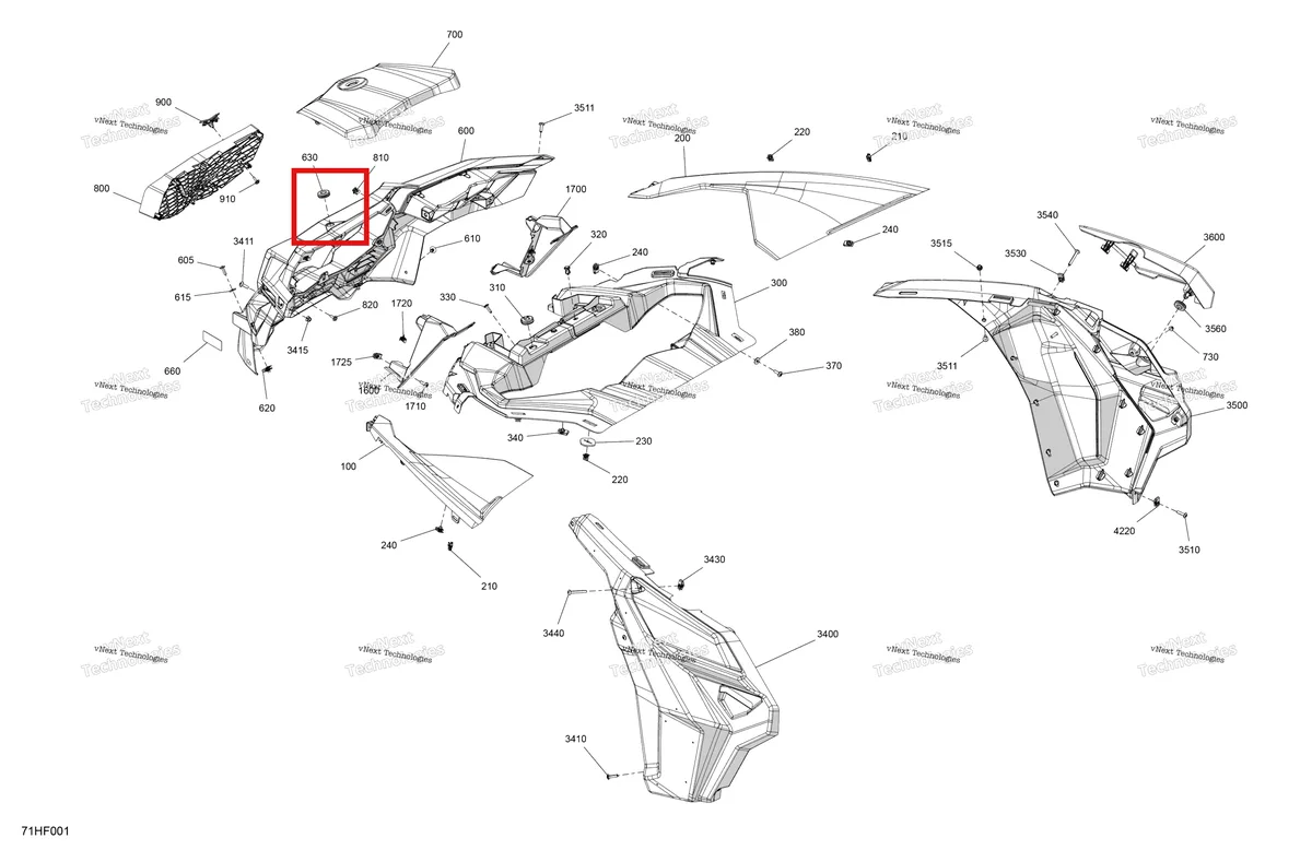 Деталь 705017644 (BRP Logo эмблема Can-Am Maverick MAX Turbo RR XRS Smart Shock (2024) (705017644)) на схеме узла 2026 Can-Am Maverick Max - TURBO - X - 8HTF - Granite Grey - 64