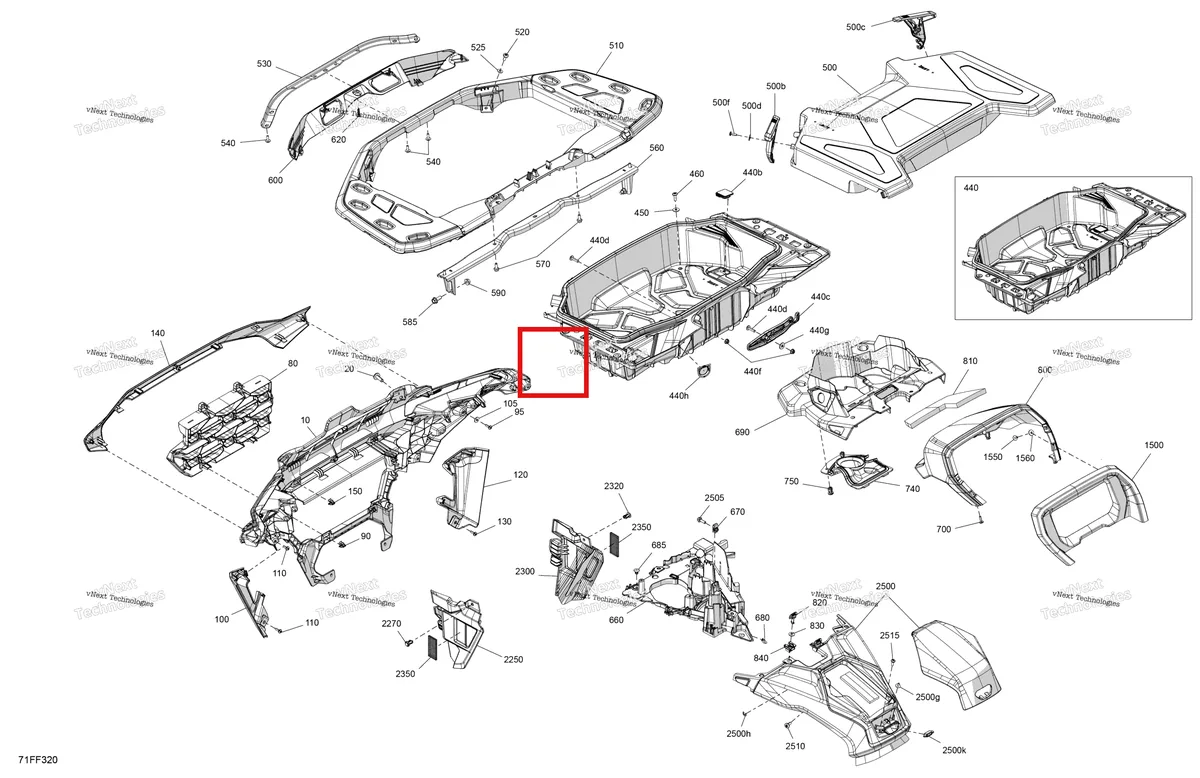 Деталь 705017864 на схеме узла 2026 Can-Am OUTLANDER - 4X4 - BACKCOUNTRY - 1000R - 4NTA - CALI - Dark Camo Body - Front Section