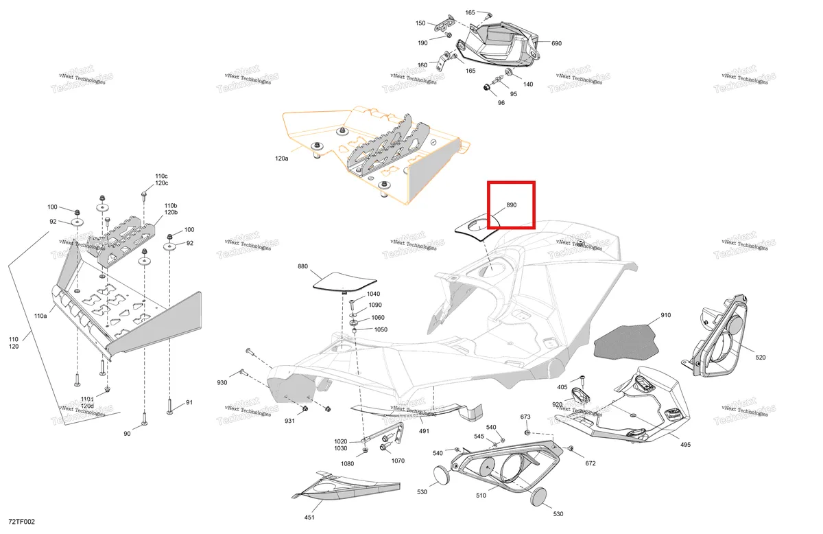 Деталь 705017924 на схеме узла 2026 Can-Am RENEGADE - 4X4 - XMR - 1000R EFI - 5UTA - Hyper Silver Body - Rear Section