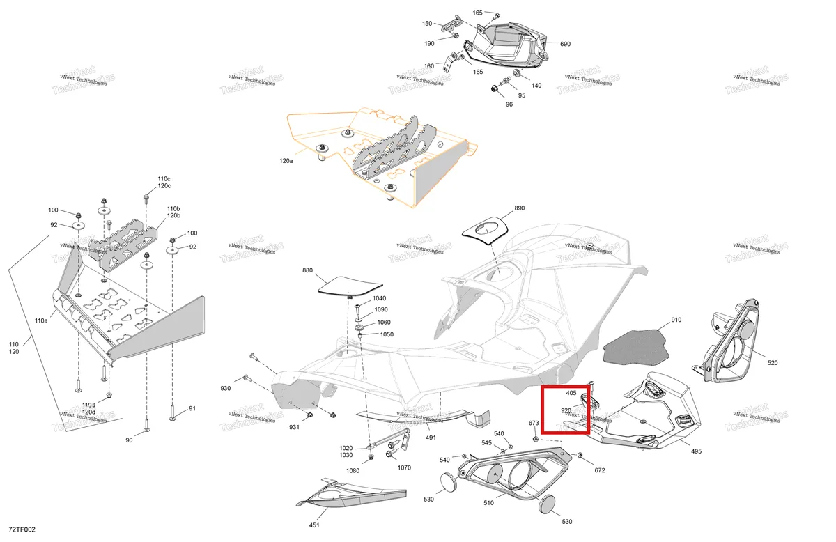 Деталь 705017925 на схеме узла 2026 Can-Am RENEGADE - 4X4 - XMR - 1000R EFI - 5UTA - Hyper Silver Body - Rear Section
