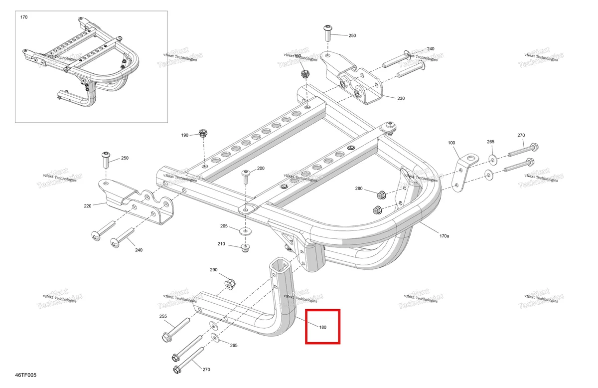 Деталь 705018526 на схеме узла 2026 Can-Am RENEGADE - 4X4 - XXC - 1000R EFI - 5VTB - Catalyst Gray Body - Rear Bumper