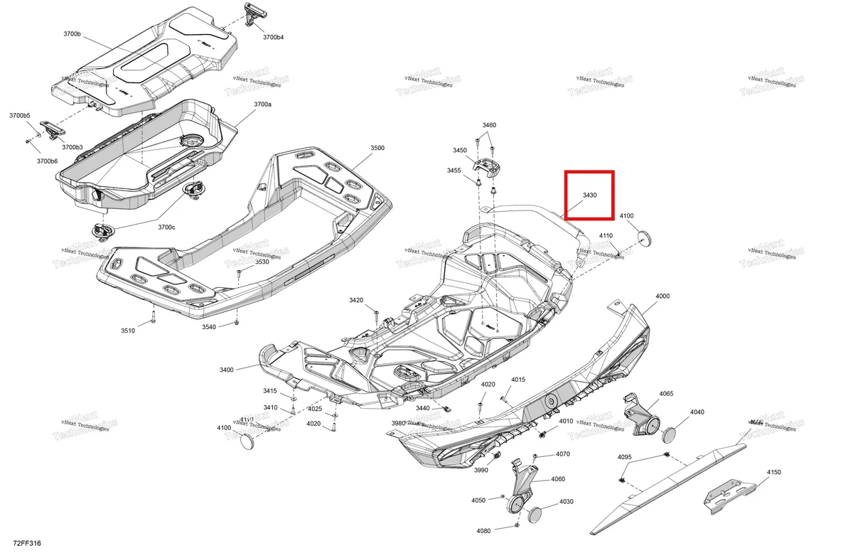 Деталь 705018564 (Теплозащитный экран Can-Am Outlander 4x4 XT 1000R (2025) (705018564)) на схеме узла 2026 Can-Am OUTLANDER - 4X4 - DPS - 1000R - 4DTA - Granite Grey Body - Rear Section