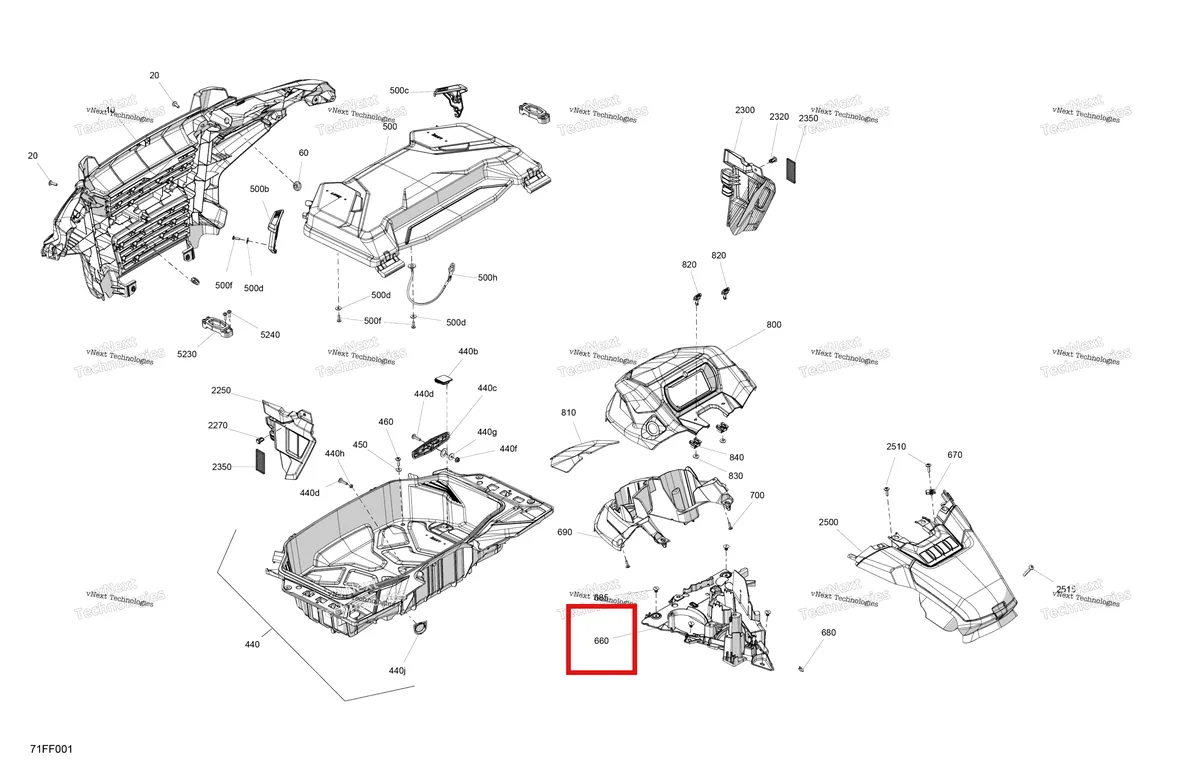 Деталь 705018661 (Многоцелевой опора Can-Am Outlander 4x4 DPS 700 (2025) (705018661)) на схеме узла 2026 Can-Am OUTLANDER - 4X4 - STD - 700 - 1CTC - Legion Red Body - Front Section