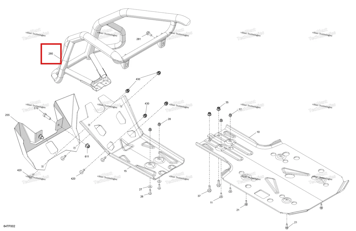 Деталь 705018869 на схеме узла 2026 Can-Am RENEGADE - 4X4 - XMR - 1000R EFI - 5UTB - Scandi Blue Body - Skid Plate And Bumper