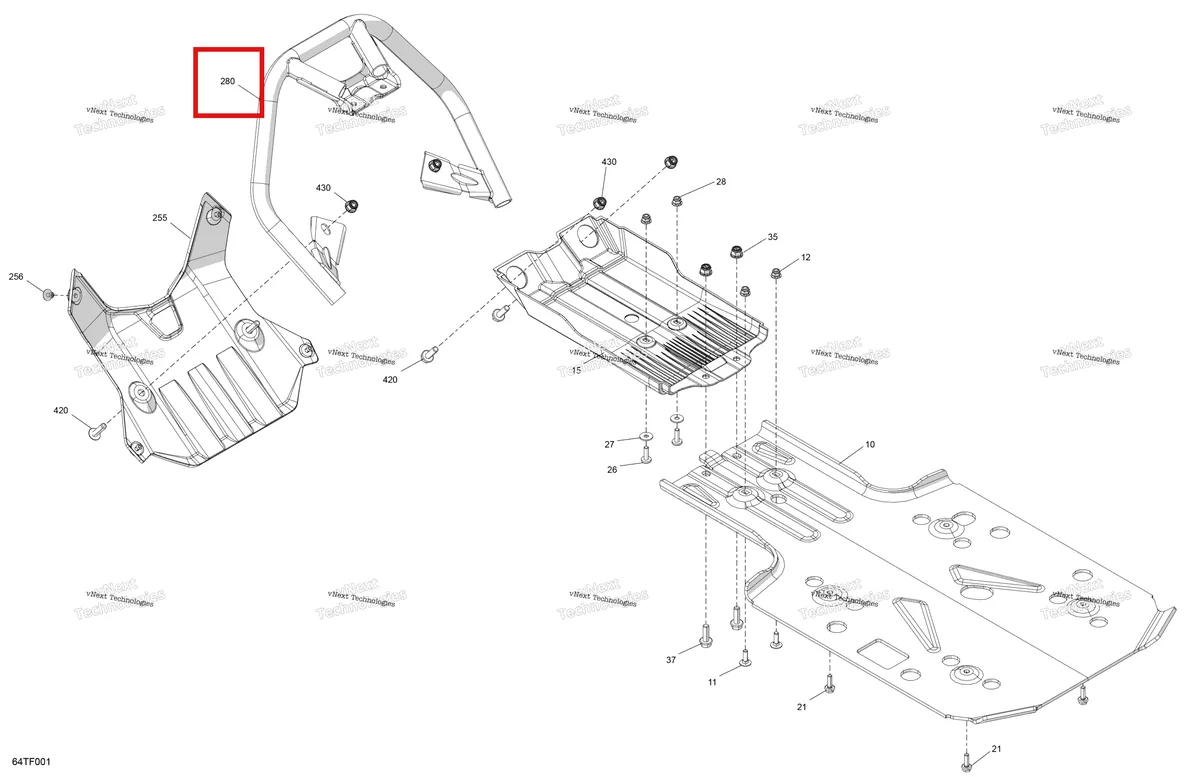 Деталь 705018870 на схеме узла 2026 Can-Am RENEGADE - 4X4 - XXC - 1000R EFI - 5VTB - Catalyst Gray Body - Skid Plate And Bumper