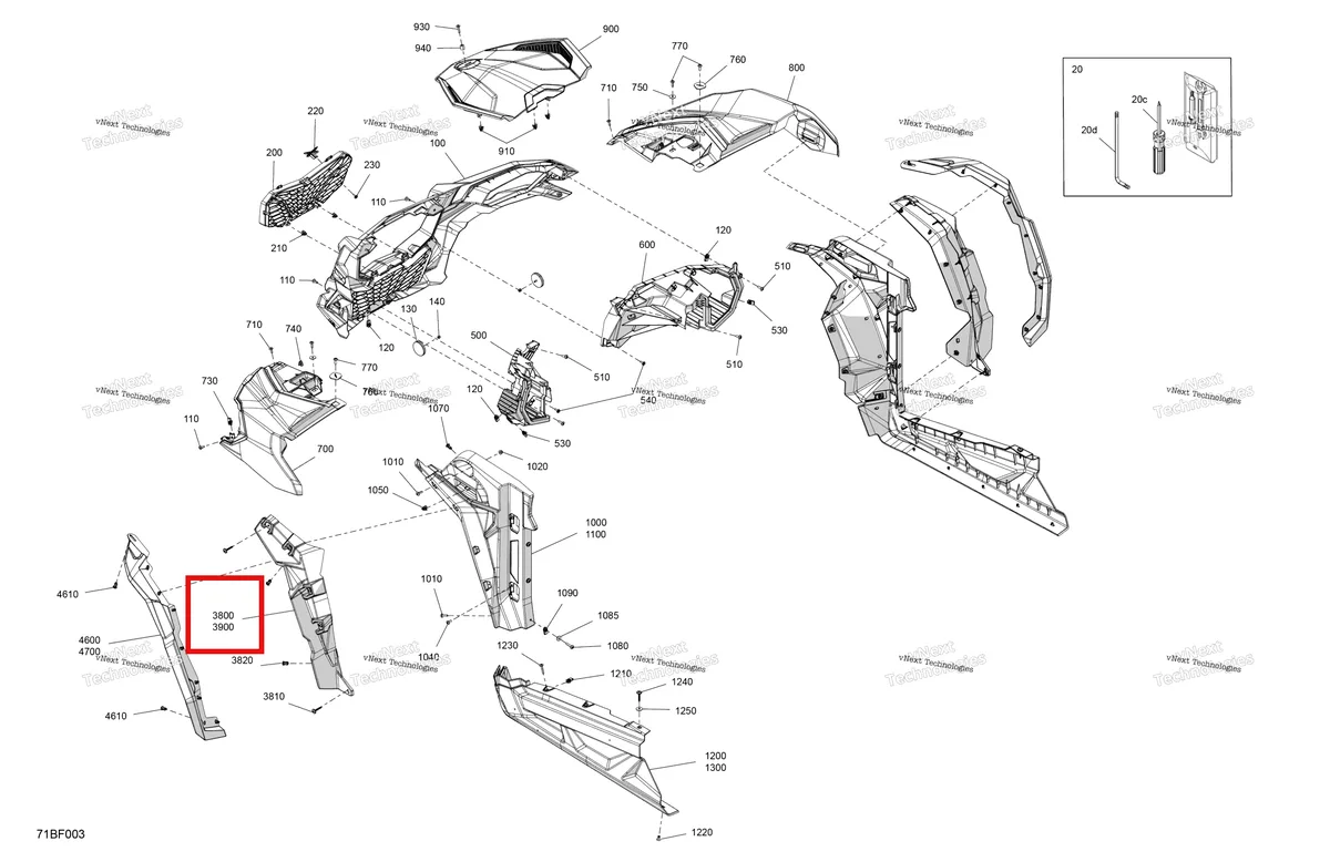 Деталь 705019029 на схеме узла 2026 Can-Am Maverick Sport - 1000R EFI - XMR - 6FTA - Hyper Silver - 64