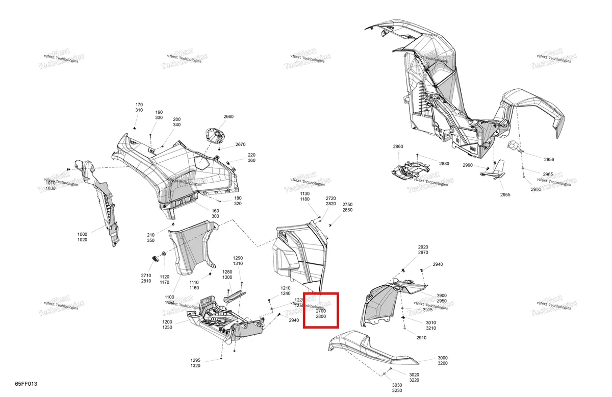 Деталь 705019073 (Левый панель Can-Am Outlander 4x4 DPS 700 (2025) (705019073)) на схеме узла 2026 Can-Am OUTLANDER - 4X4 - XMR - 700 - 1STA - Dark Wildland Camo Body - Fender Kit