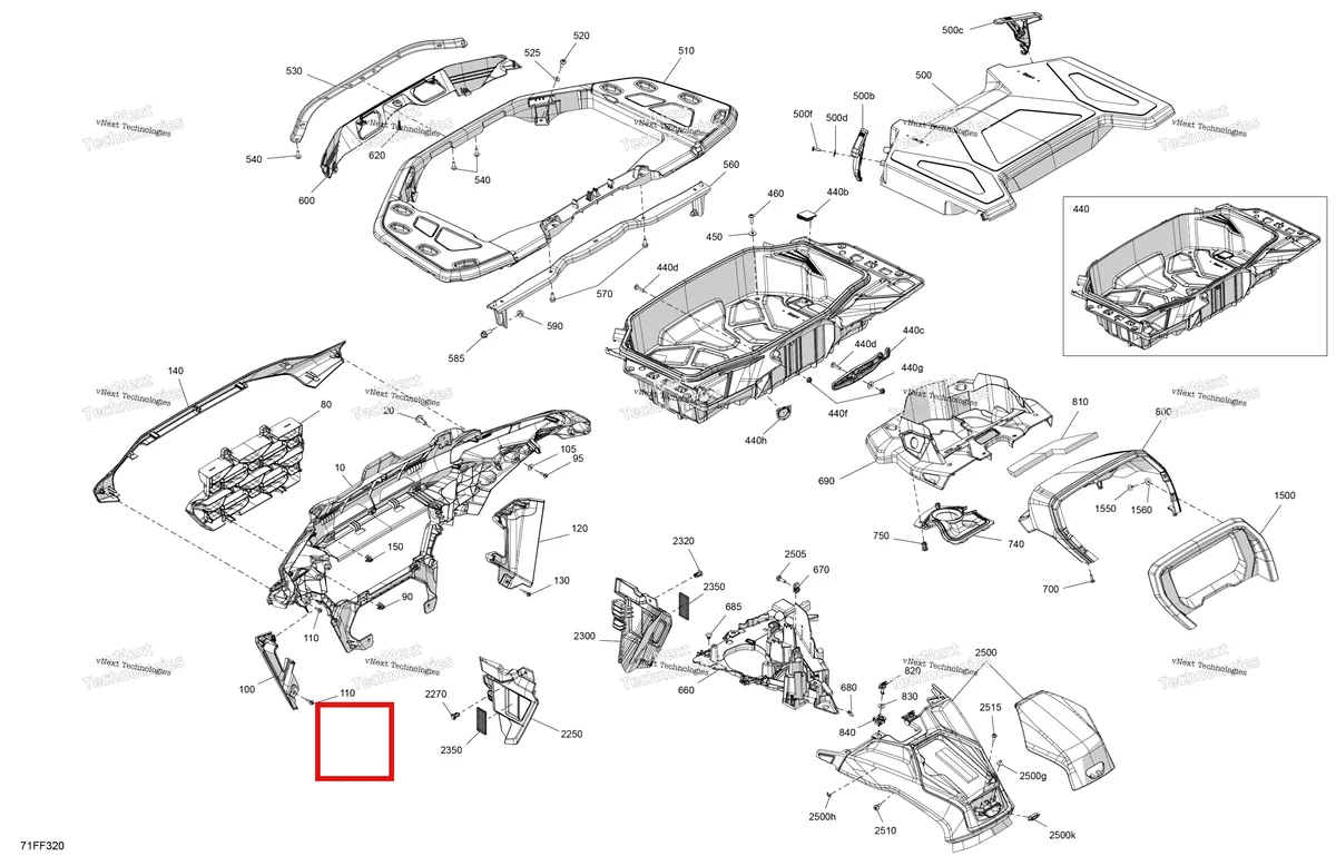 Деталь 705019548 на схеме узла 2026 Can-Am OUTLANDER - 4X4 - BACKCOUNTRY - 1000R - 4NTD - CALI - Stealth Black Body - Front Section