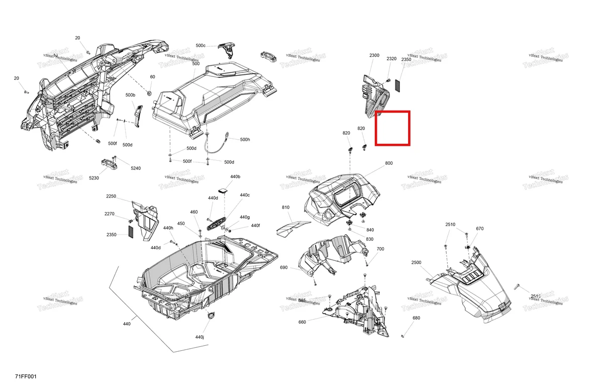 Деталь 705020013 на схеме узла 2026 Can-Am OUTLANDER - 2X4 - STD - 500 - 1KTB - Legion Red Body - Front Section