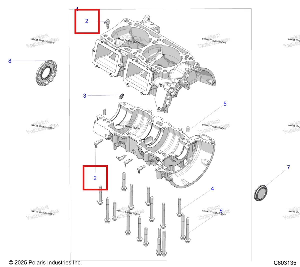 Деталь 7051020 на схеме узла Engine, Crankcase