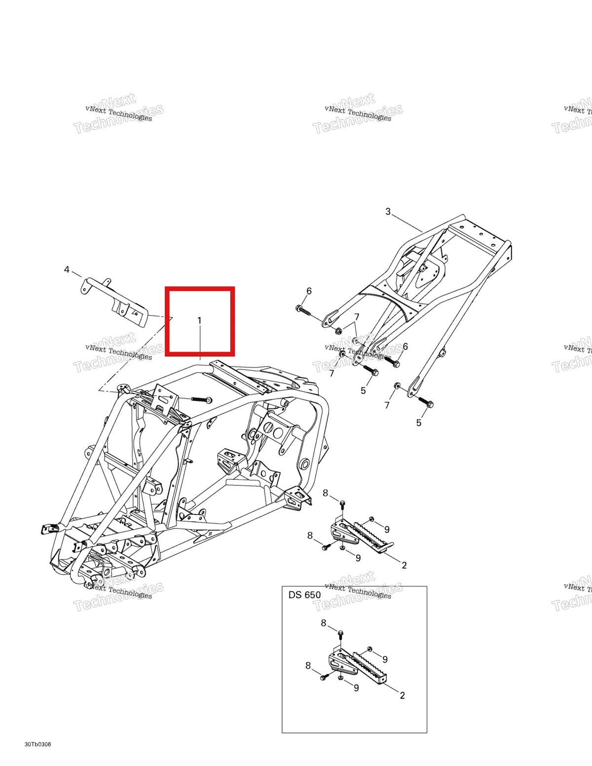 Деталь 705200185 на схеме узла 2003 Can-Am DS 650 Baja Frame
