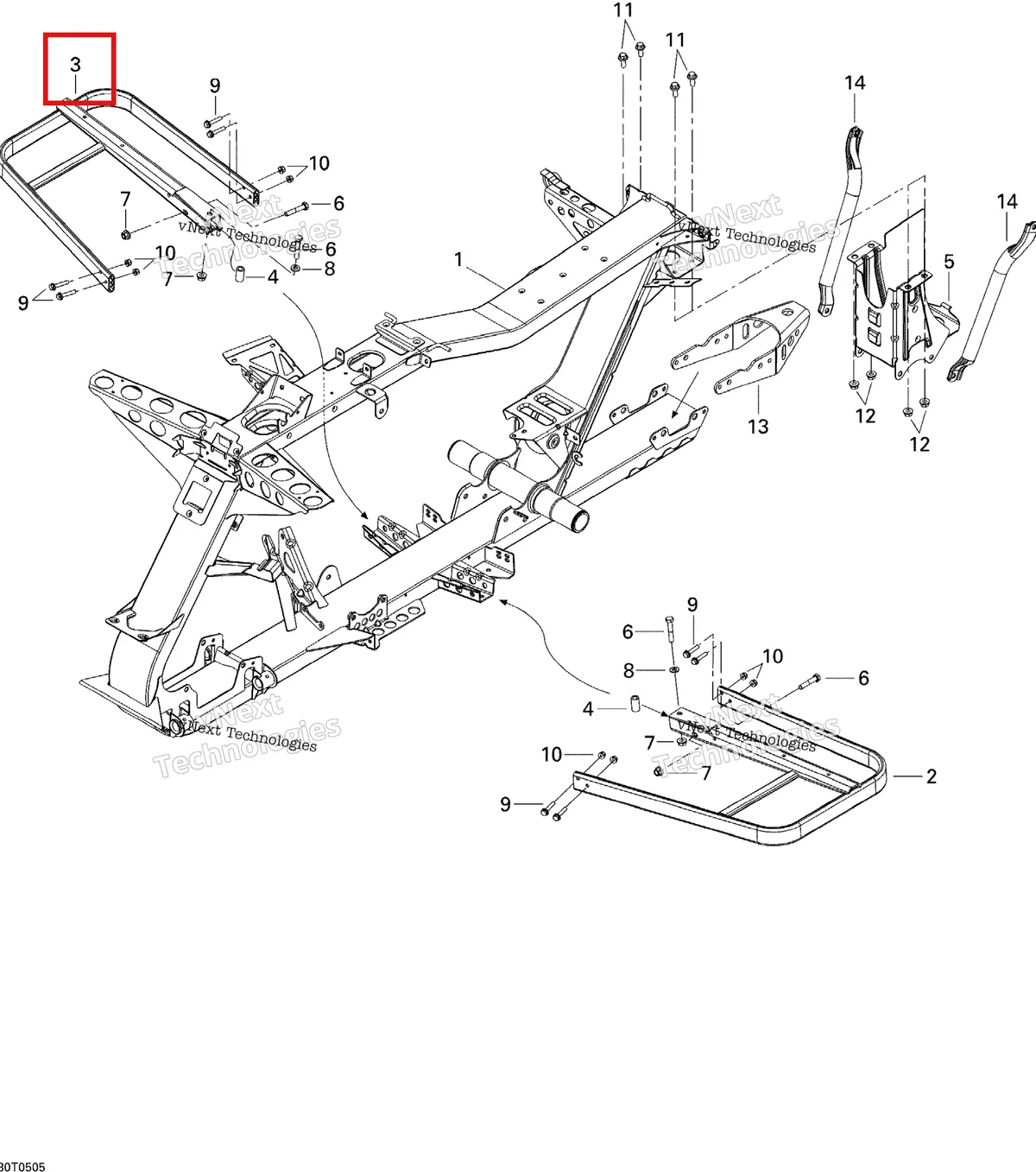 Деталь 705200529 на схеме узла 2005 Can-Am Outlander 330/400 STD 2 X 4 Frame