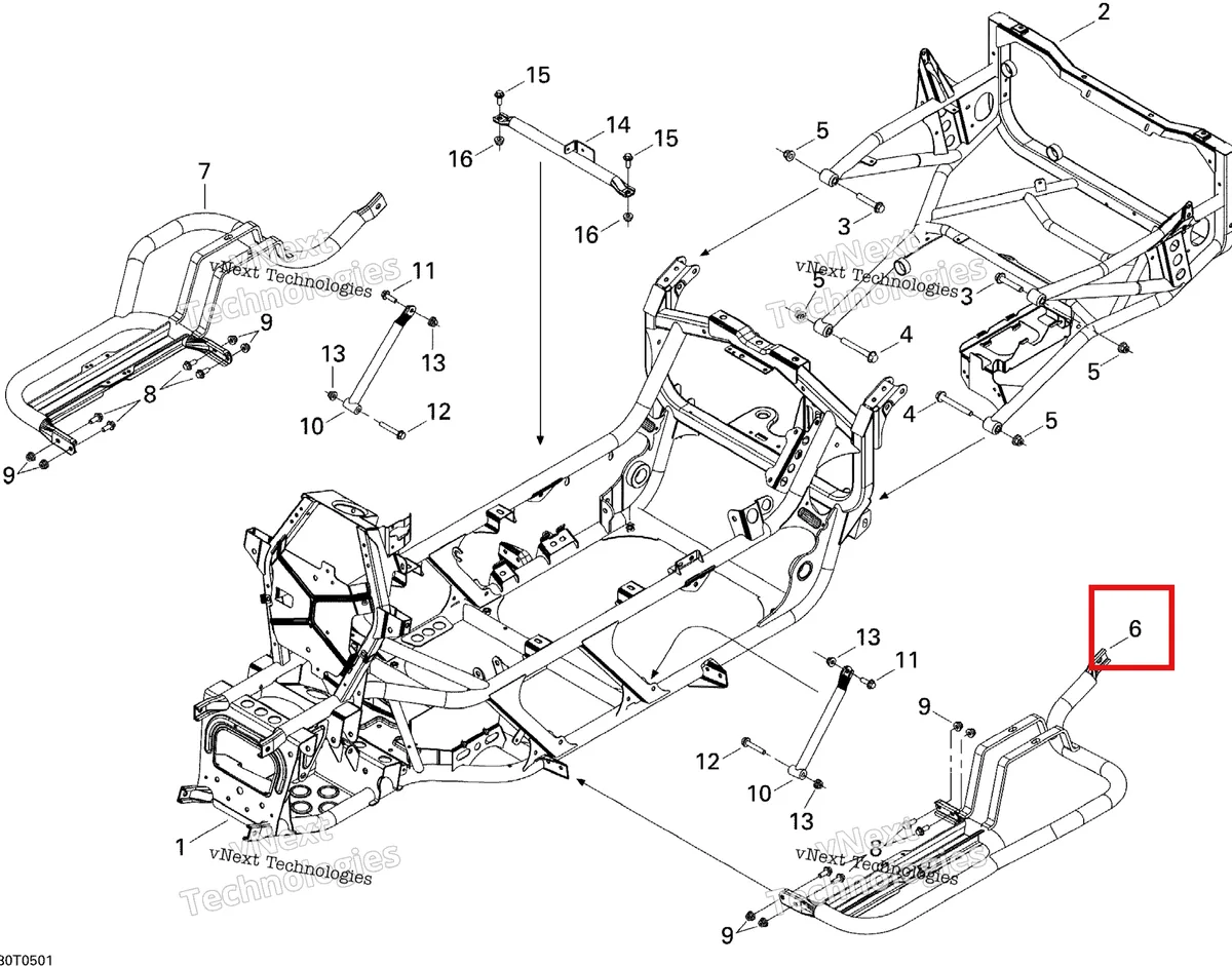 Деталь 705200635 на схеме узла 2005 Can-Am Traxter Max Std & Max XT Frame