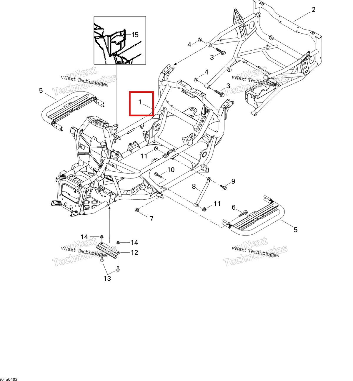 Деталь 705200723 на схеме узла 2004 Can-Am Traxter Auto Std & XT Frame