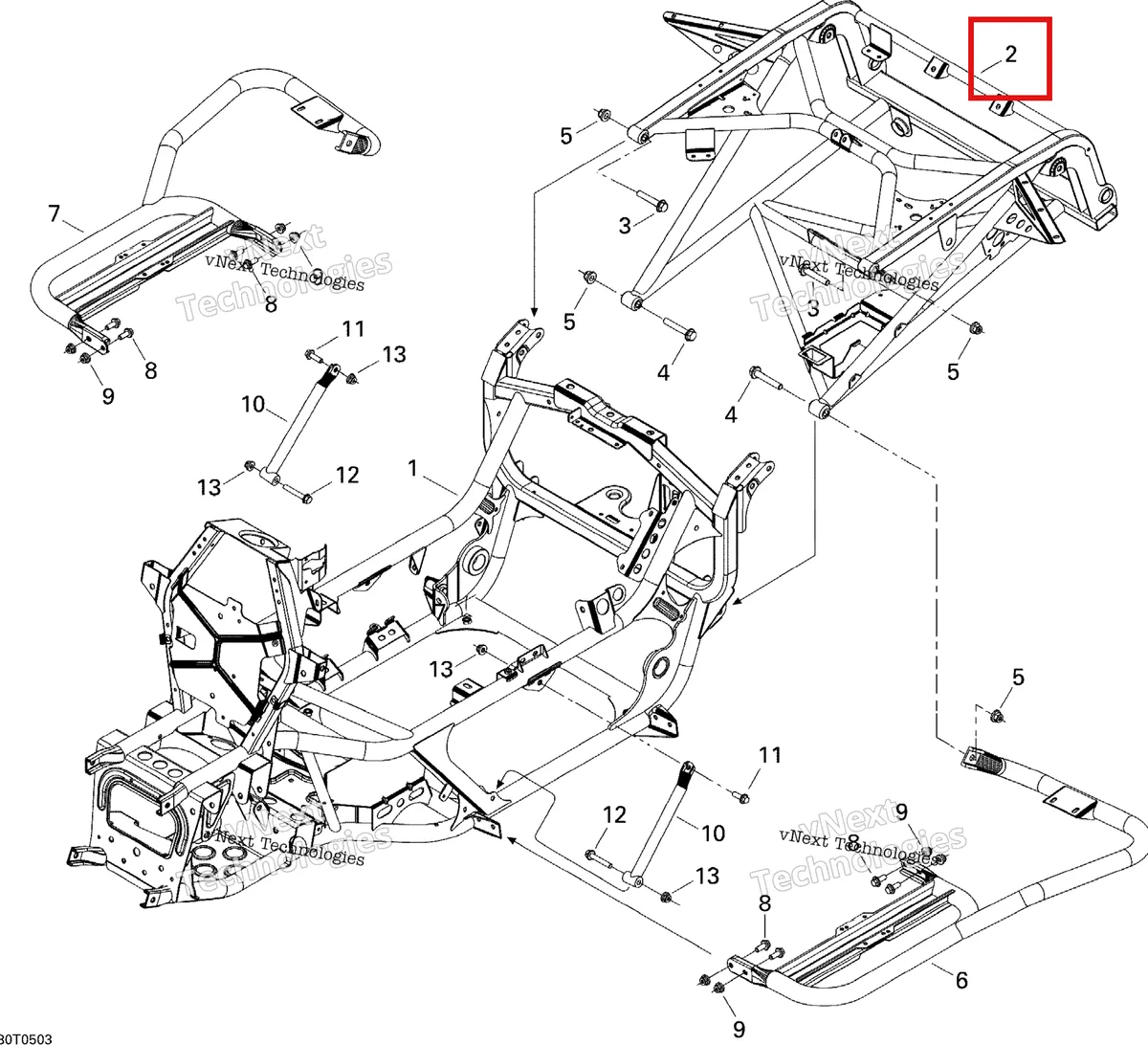 Деталь 705200825 на схеме узла 2005 Can-Am Traxter XL Frame, System