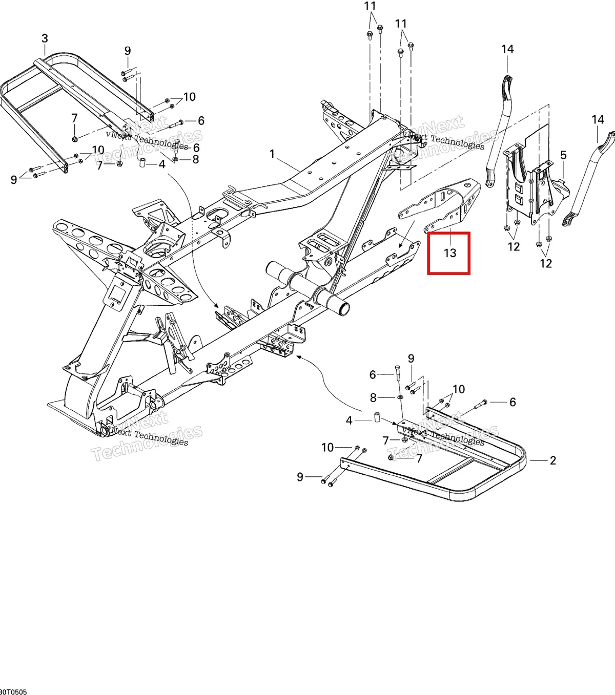 Деталь 705200839 на схеме узла 2005 Can-Am Outlander 330/400 STD 2 X 4 Frame