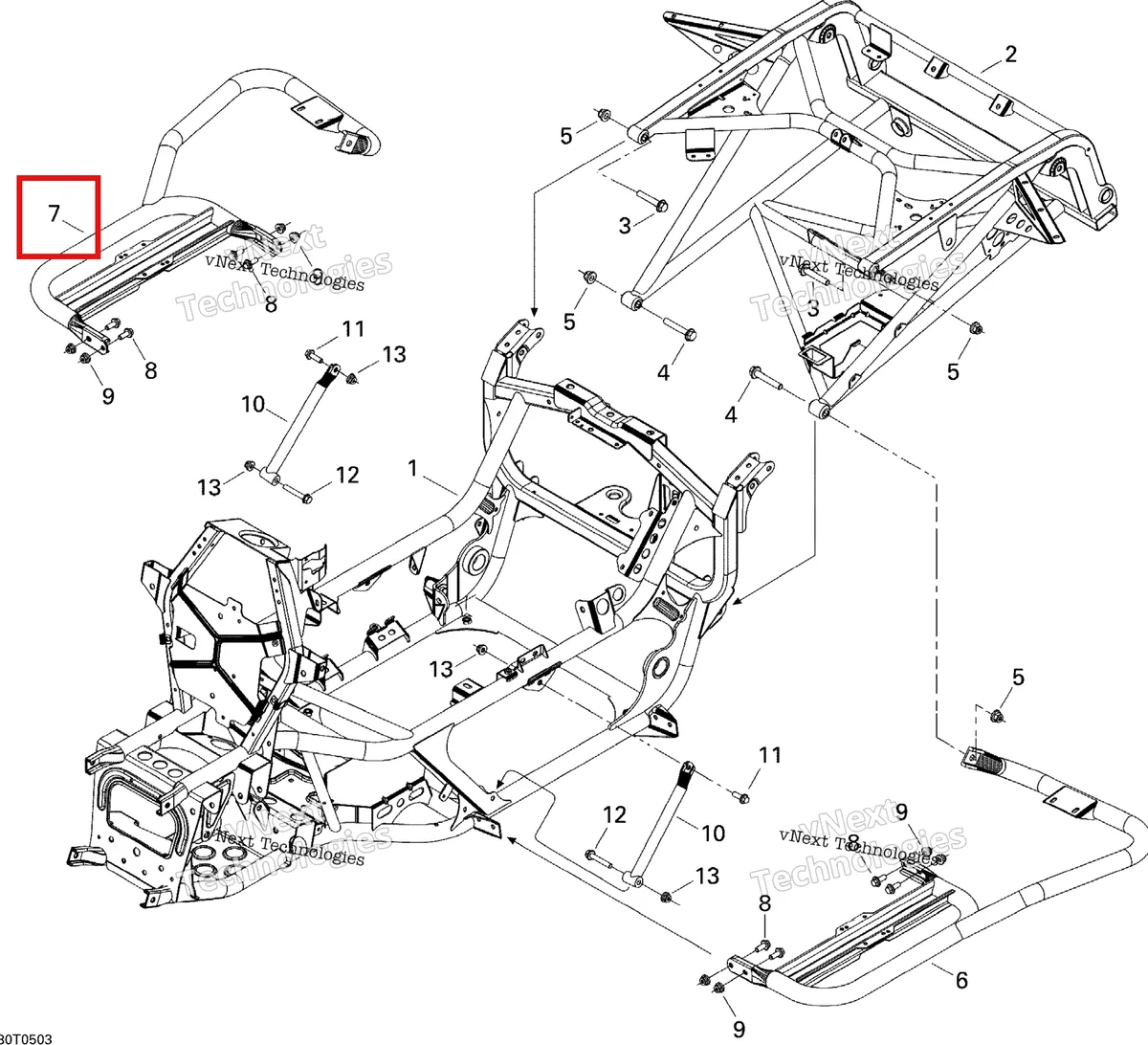 Деталь 705200888 на схеме узла 2005 Can-Am Traxter XL Frame, System