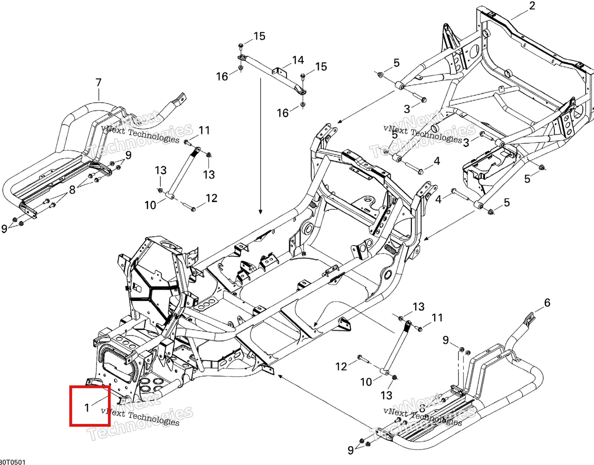 Деталь 705200985 на схеме узла 2005 Can-Am Traxter Max Std & Max XT Frame