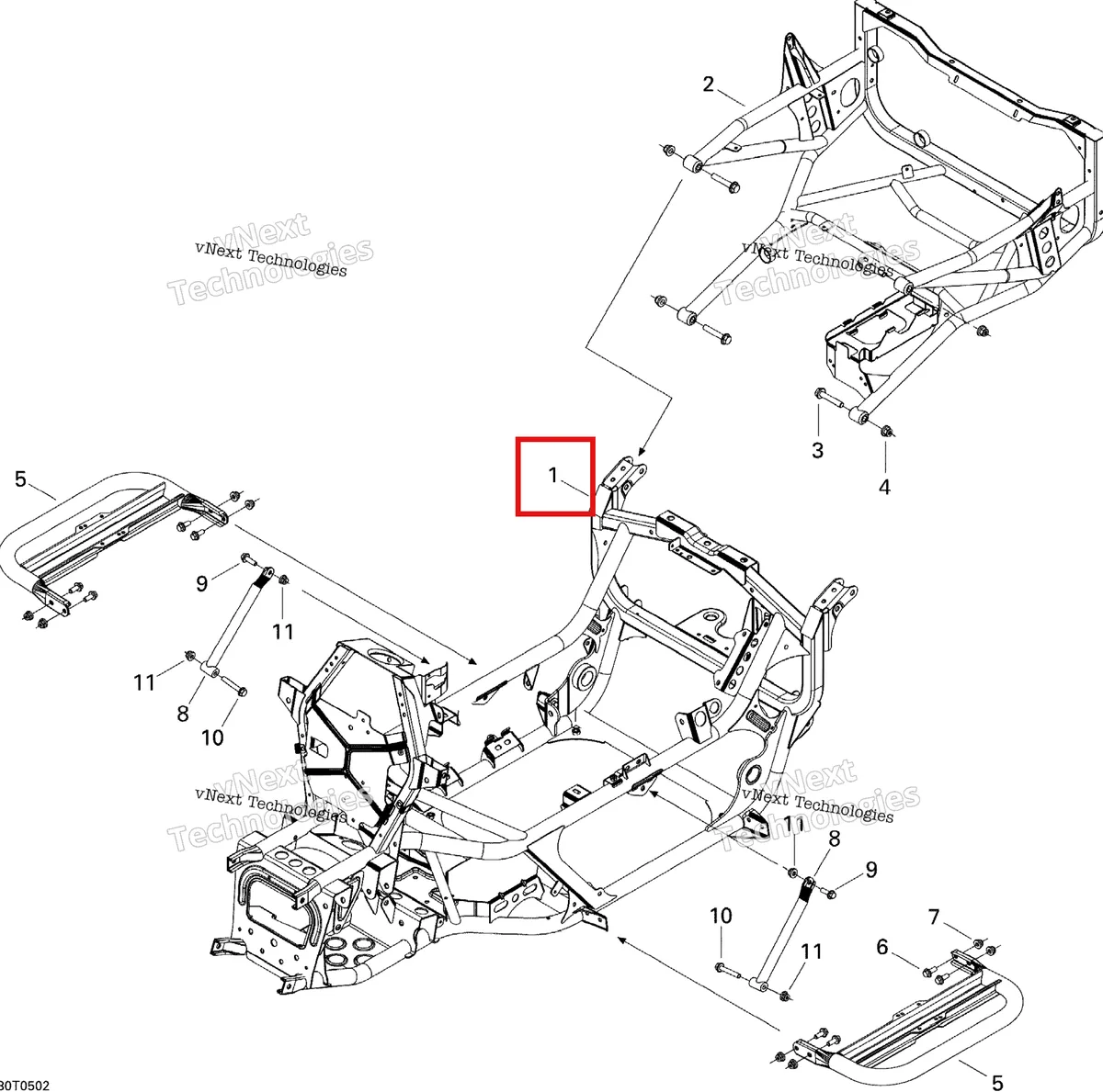 Деталь 705201037 на схеме узла 2005 Can-Am Traxter 5 Speed Frame System
