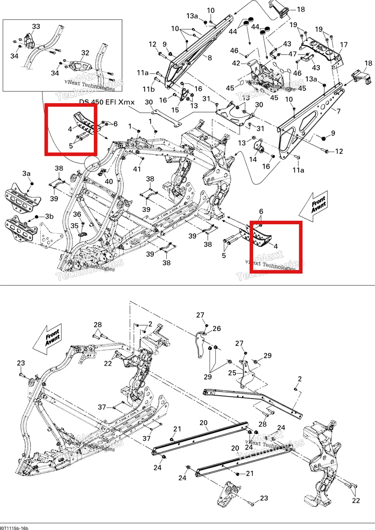 Деталь 705201044 на схеме узла 2011 Can-Am DS 450 EFI Frame, System 2
