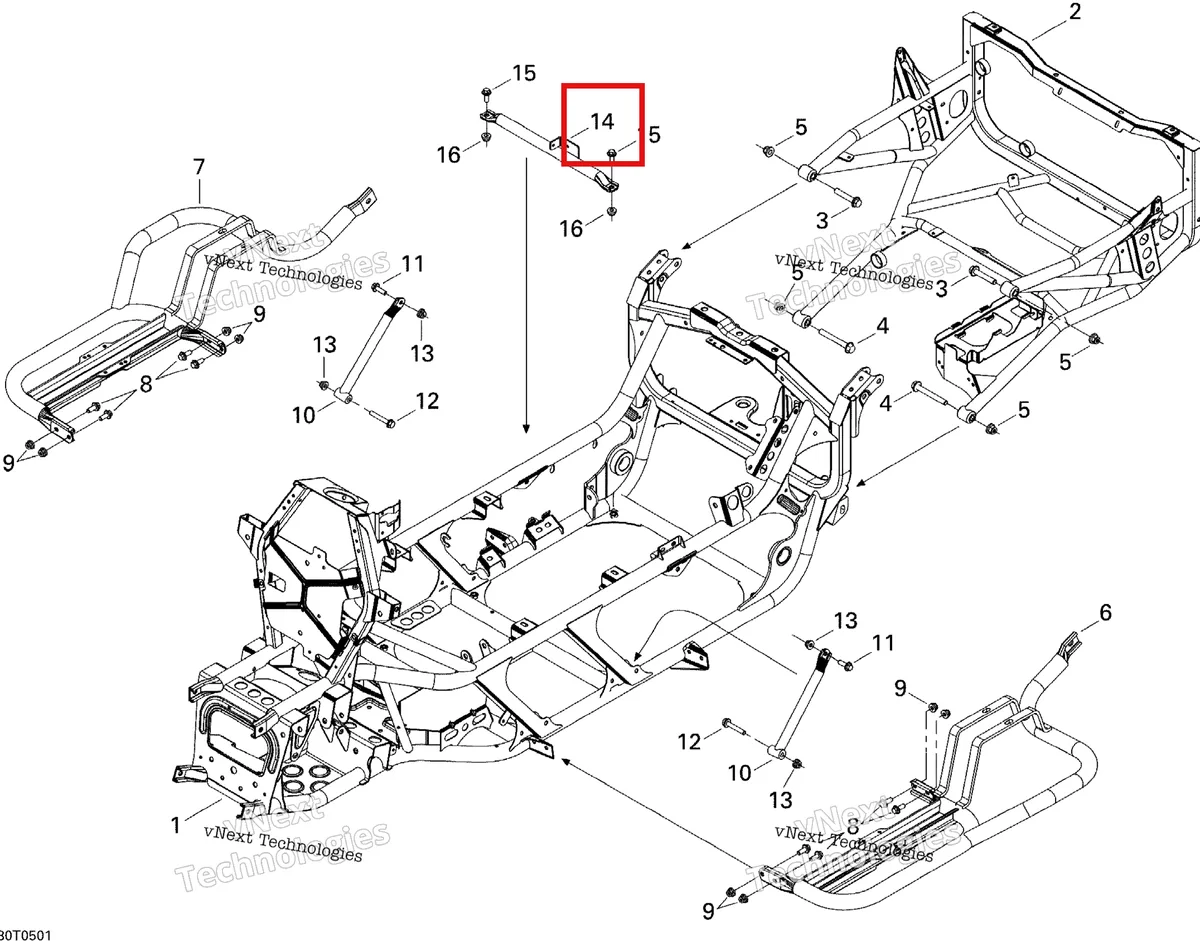 Деталь 705201106 на схеме узла 2005 Can-Am Traxter Max Std & Max XT Frame