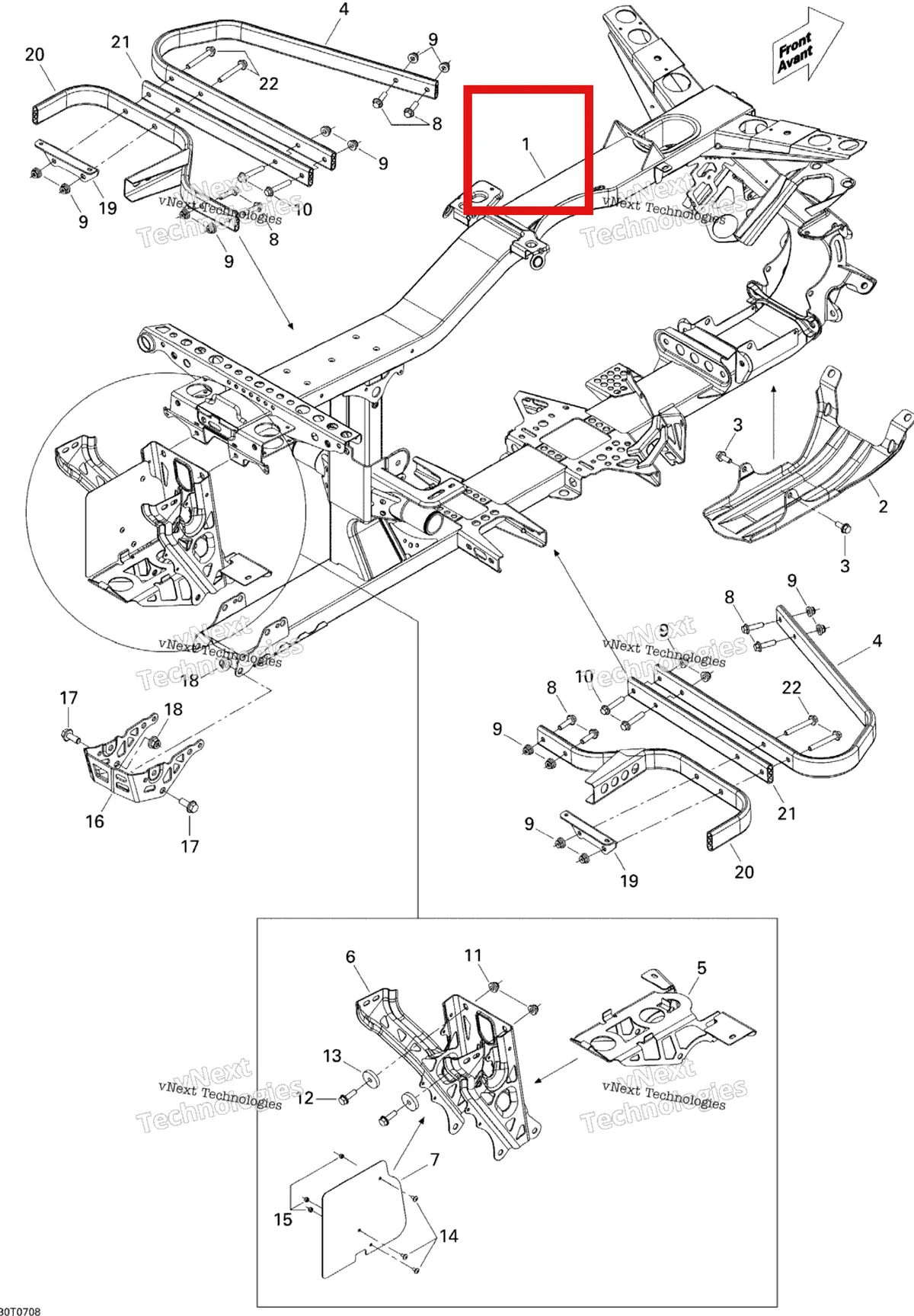 Деталь 705201410 на схеме узла 2007 Can-Am Renegade 800 EFI Frame