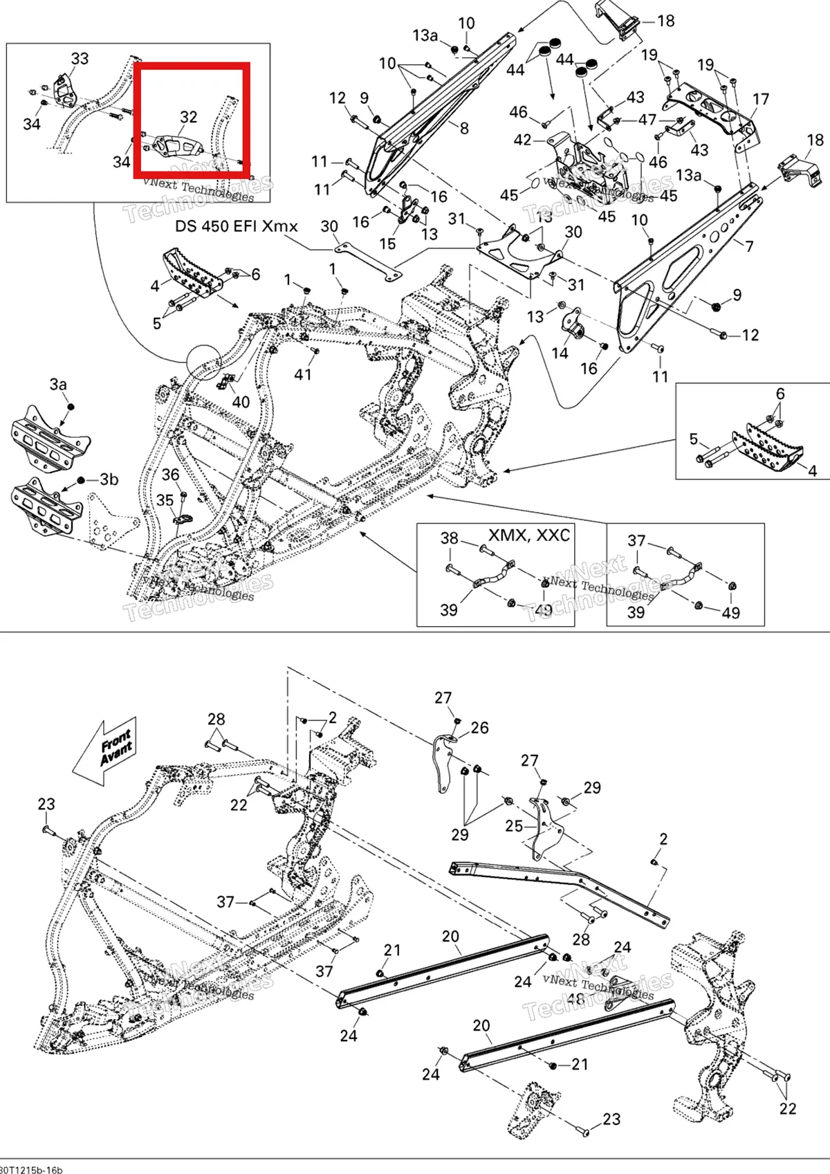 Деталь 705201461 на схеме узла 2015 Can-Am DS 450EFI STD Frame, System 2