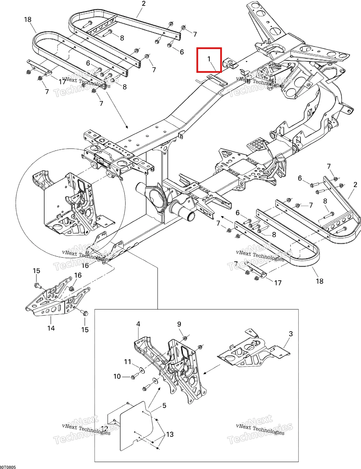 Деталь 705201486 на схеме узла 2008 Can-Am Outlander 400 EFI STD Frame, System