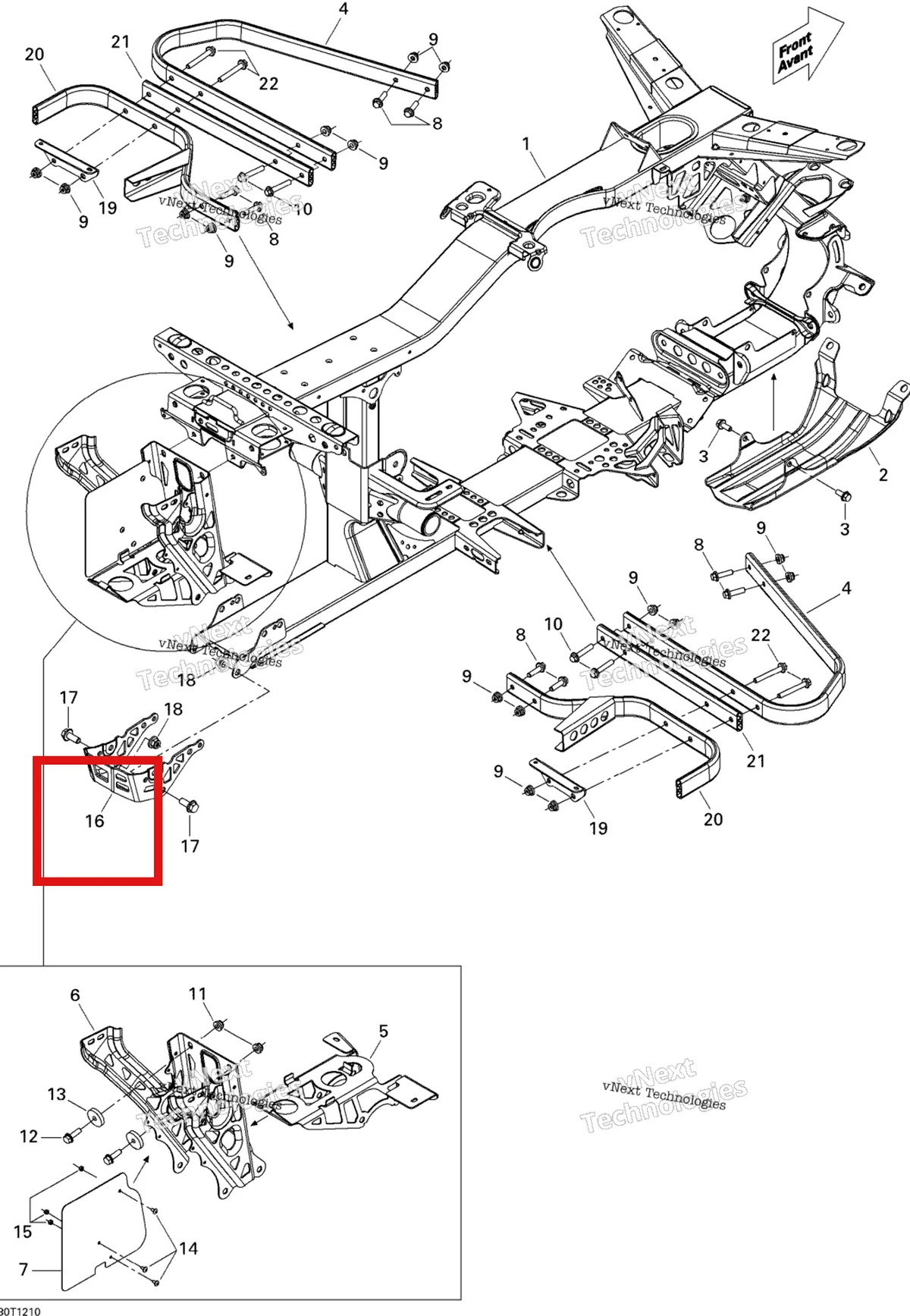 Деталь 705201504 на схеме узла 2012 Can-Am Renagade 500EFI STD Frame