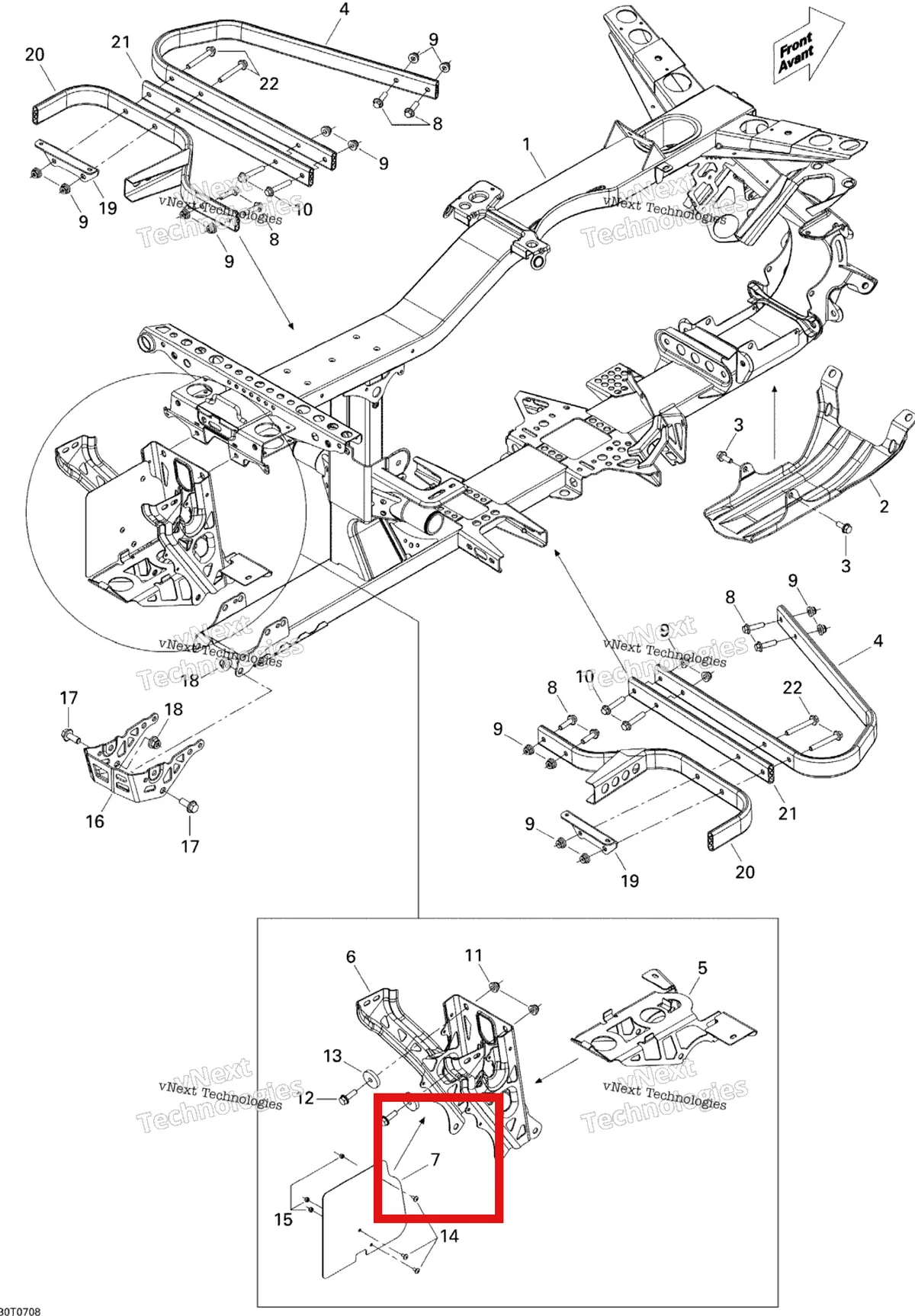 Деталь 705201510 на схеме узла 2007 Can-Am Renegade 800 EFI Frame