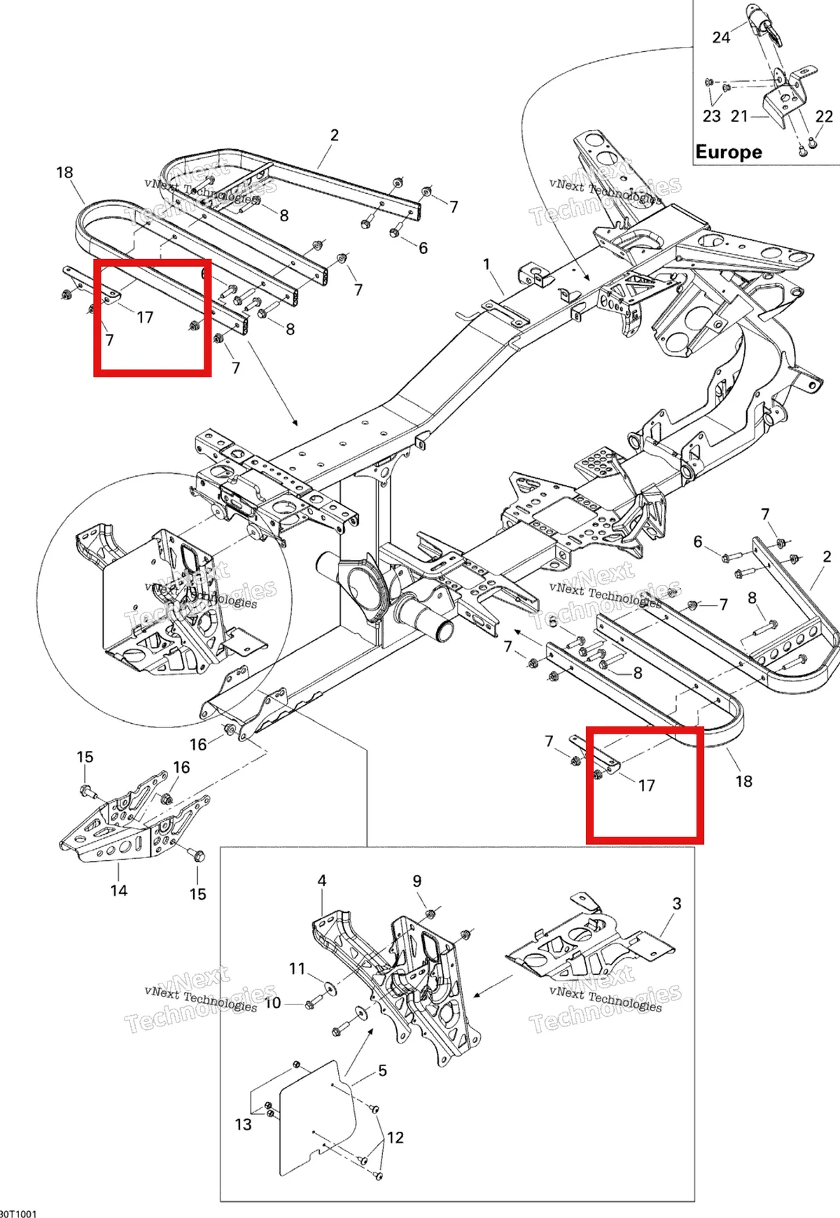 Деталь 705201535 (Опора Can-Am Outlander MAX 800 XT (2008) (705201535)) на схеме узла 2010 Can-Am Outlander 400 EFI Frame