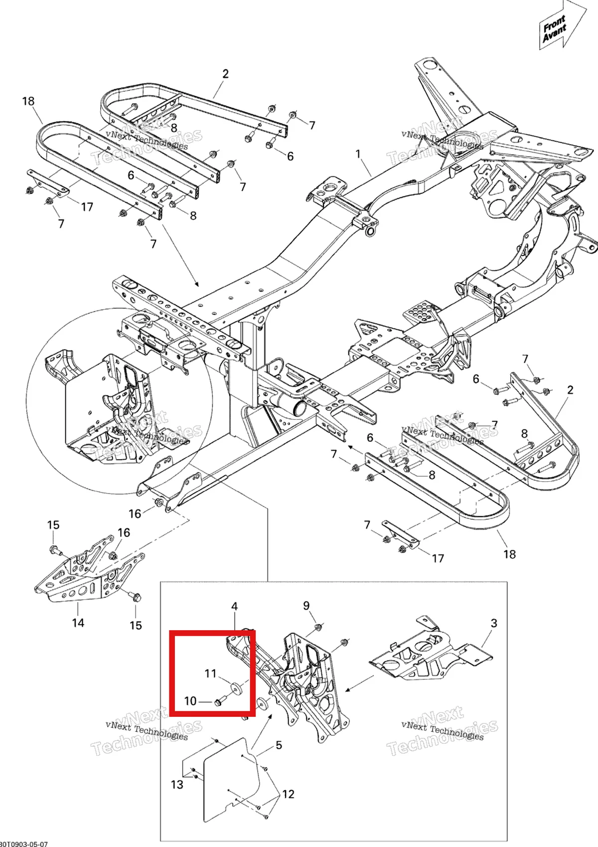 Деталь 705201544 на схеме узла 2009 Can-Am Outlander 650 EFI XT Frame