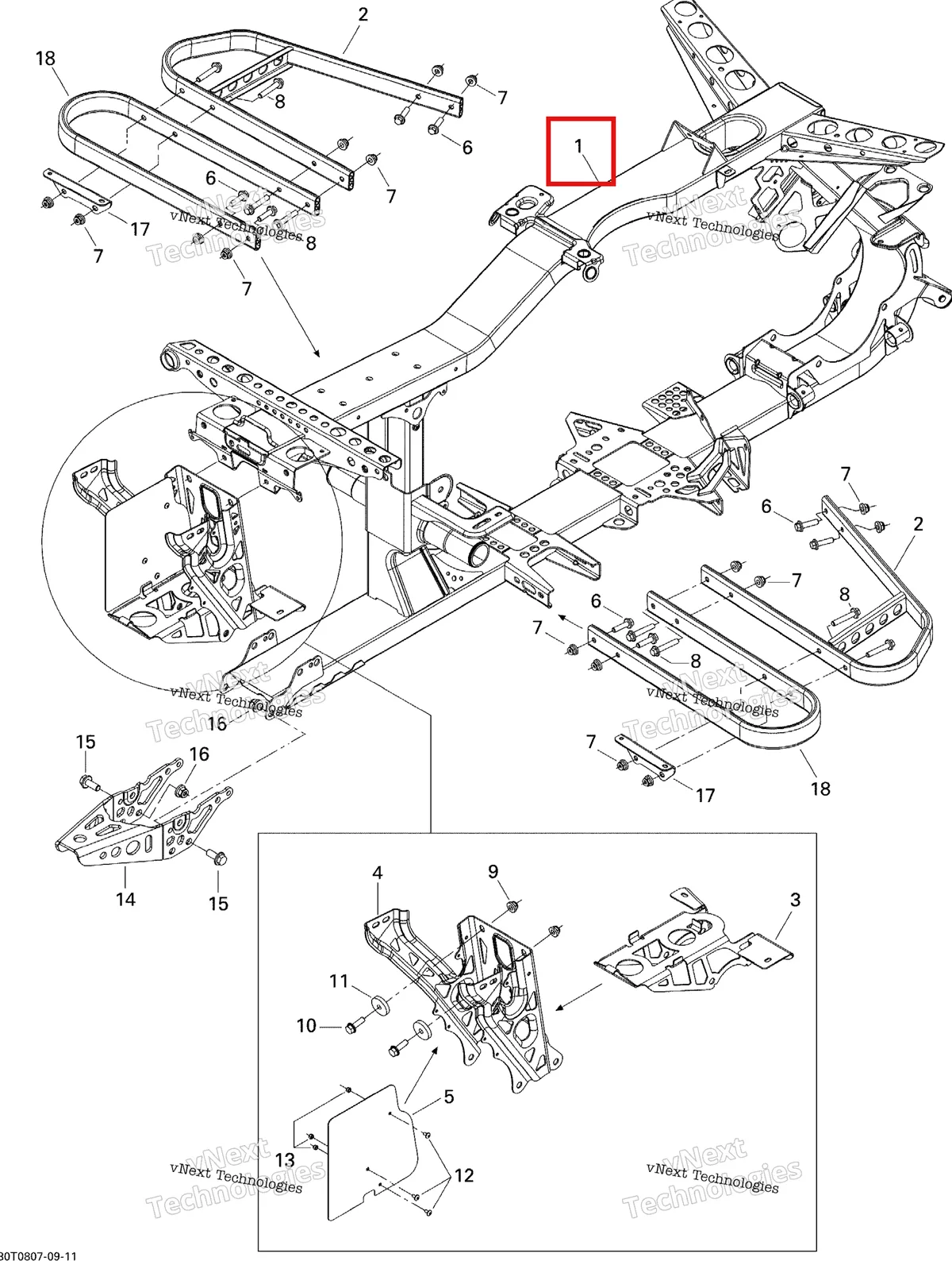Деталь 705201561 на схеме узла 2008 Can-Am Outlander 500 STD Frame