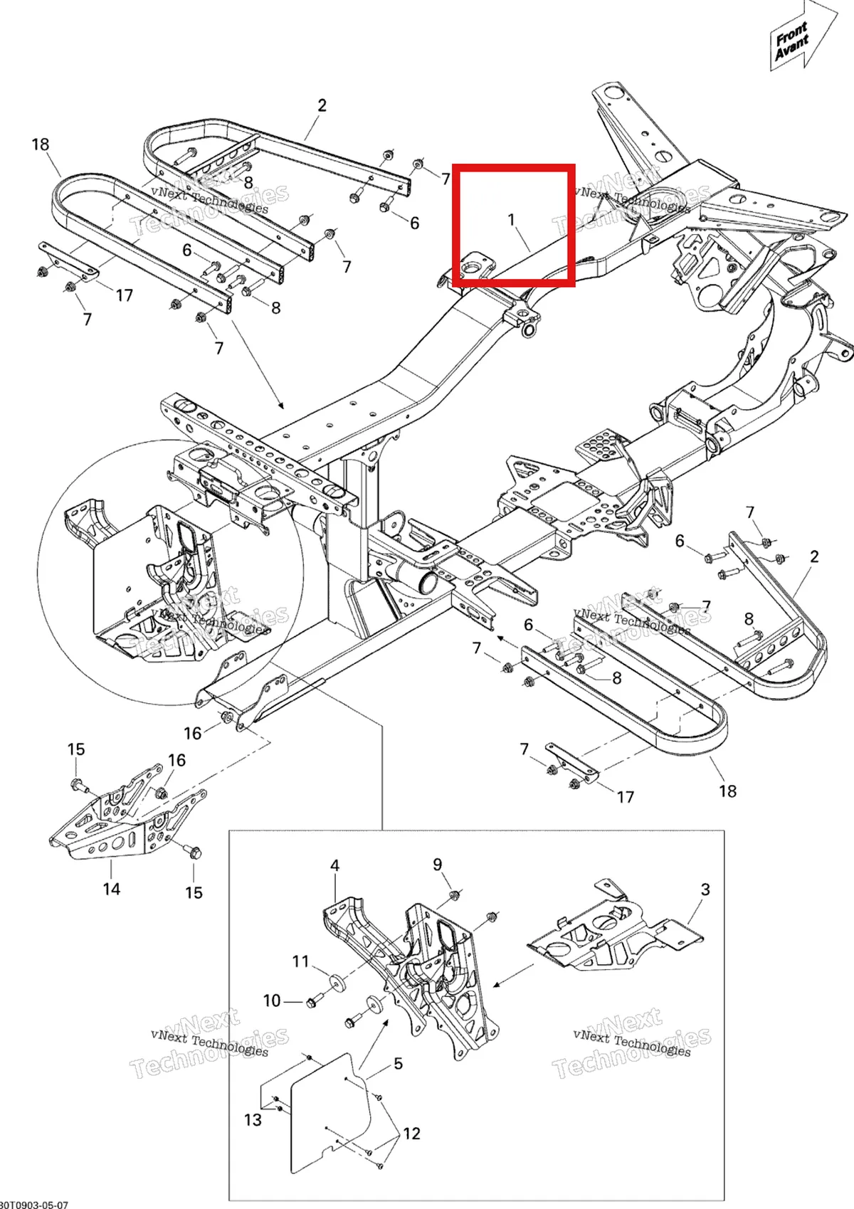 Деталь 705201727 на схеме узла 2009 Can-Am Outlander 650 EFI XT Frame