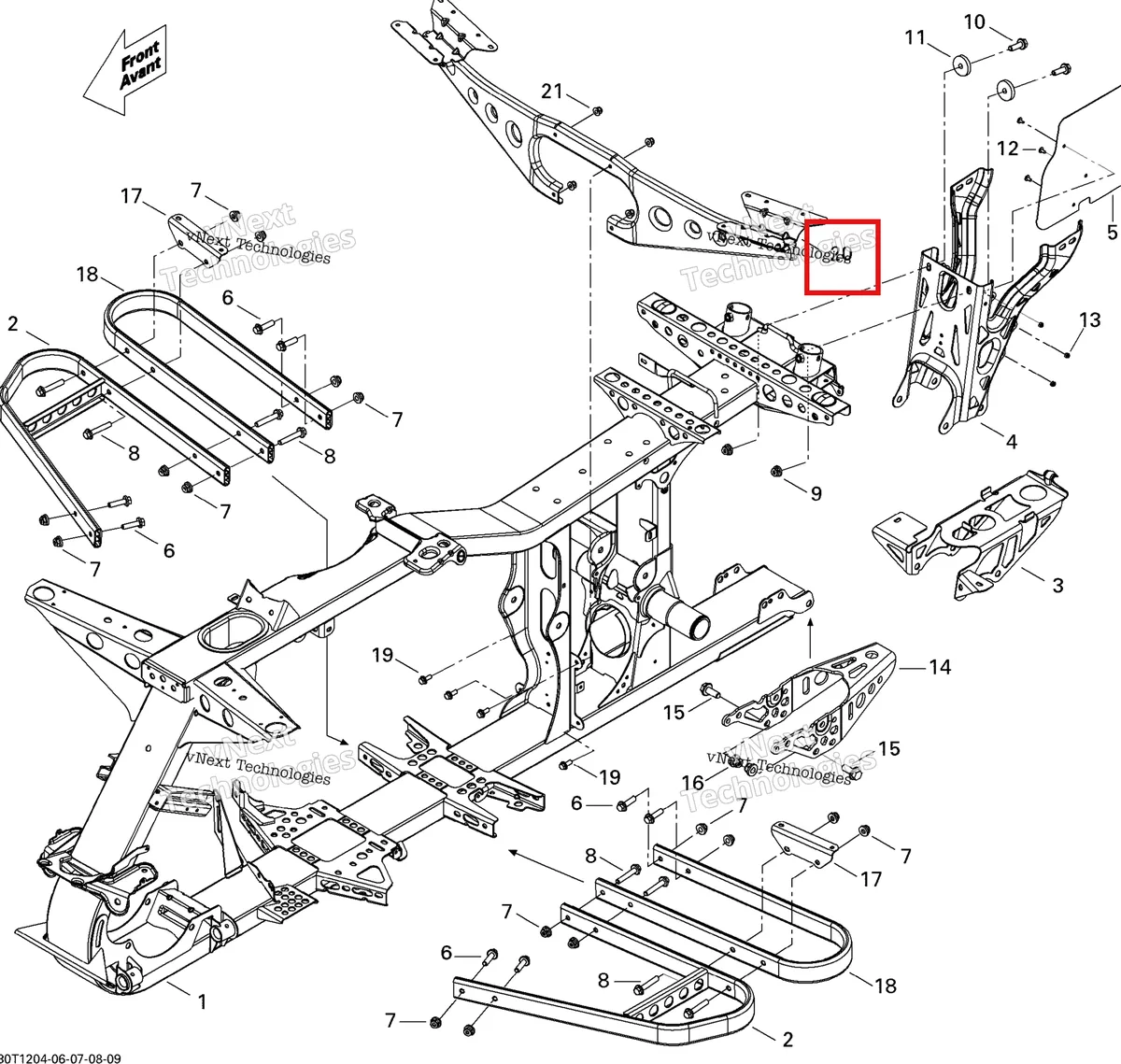 Деталь 705201745 на схеме узла 2012 Can-Am Outlander 800REFI Xmr Frame