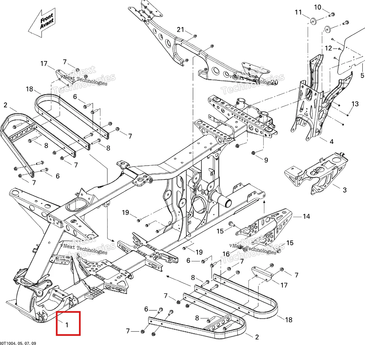 Деталь 705201796 на схеме узла 2010 Can-Am Outlander Max 500 EFI Ltd Frame