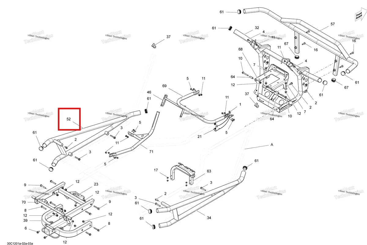 Деталь 705201962 на схеме узла 2012 Can-Am Commander STD, XT, X, 1000 EFI Frame