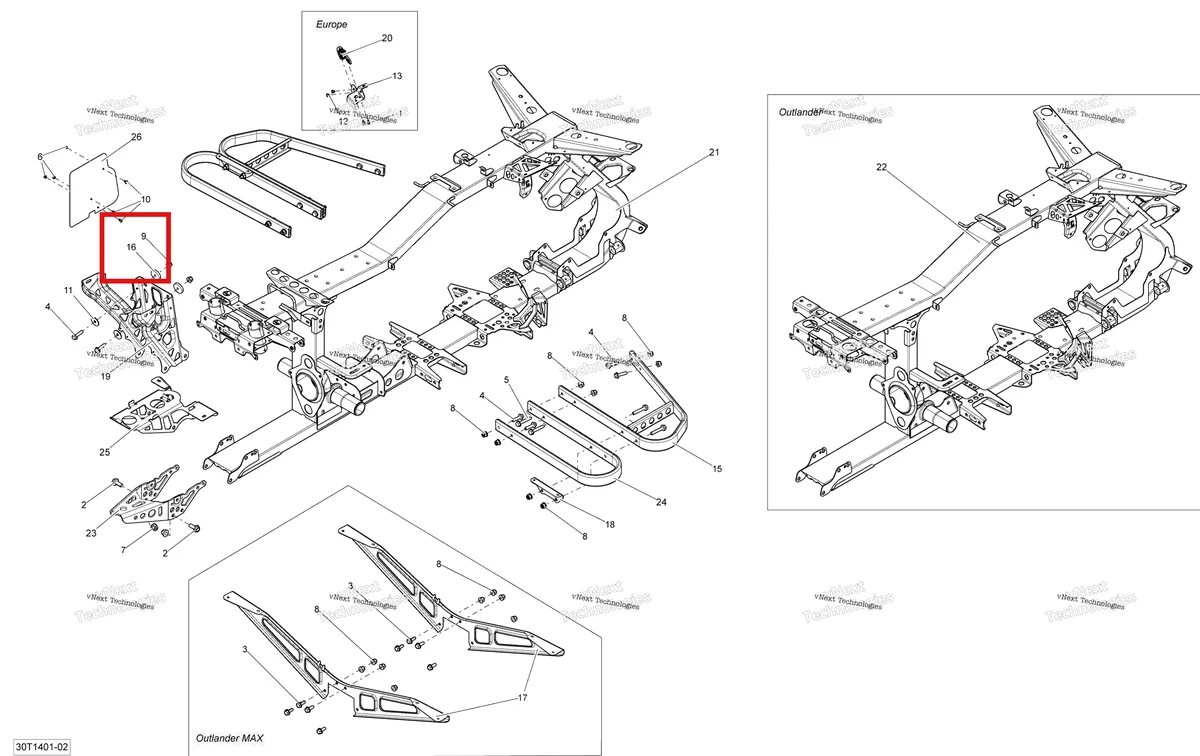 Деталь 705202084 на схеме узла 2014 Can-Am OUTLANDER 400 EFI, STD, XT Frame