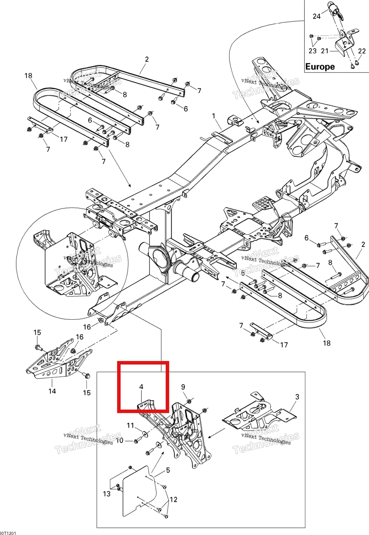 Деталь 705202142 на схеме узла 2013 Can-Am OUTLANDER STD, XT, 400 EFI Frame