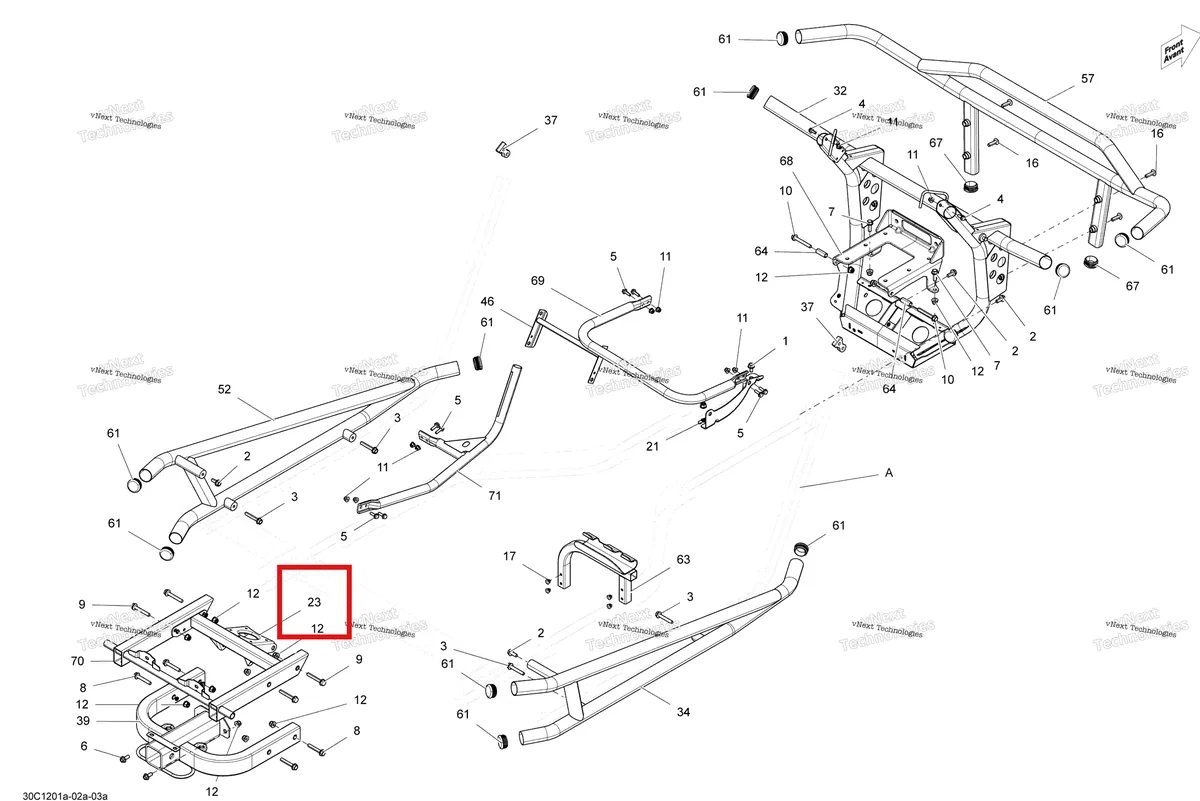 Деталь 705202166 на схеме узла 2012 Can-Am Commander LTD, 1000 EFI Frame