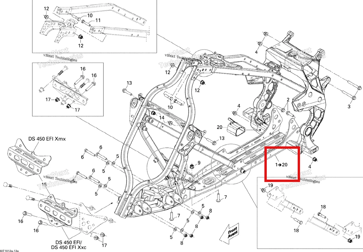 Деталь 705202170 на схеме узла 2010 Can-Am DS 450 Xxc, Xmx EFI Frame 1 Xmx