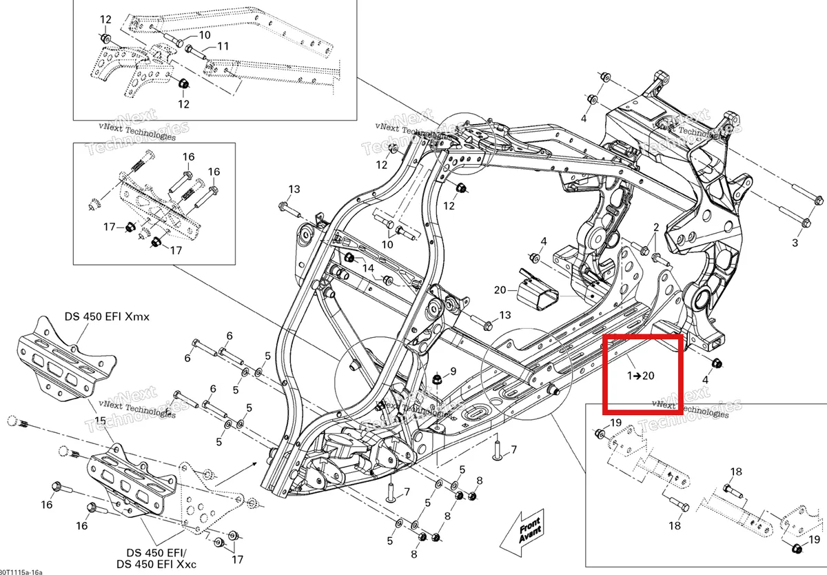 Деталь 705202171 на схеме узла 2011 Can-Am DS 450 EFI Frame, System 1