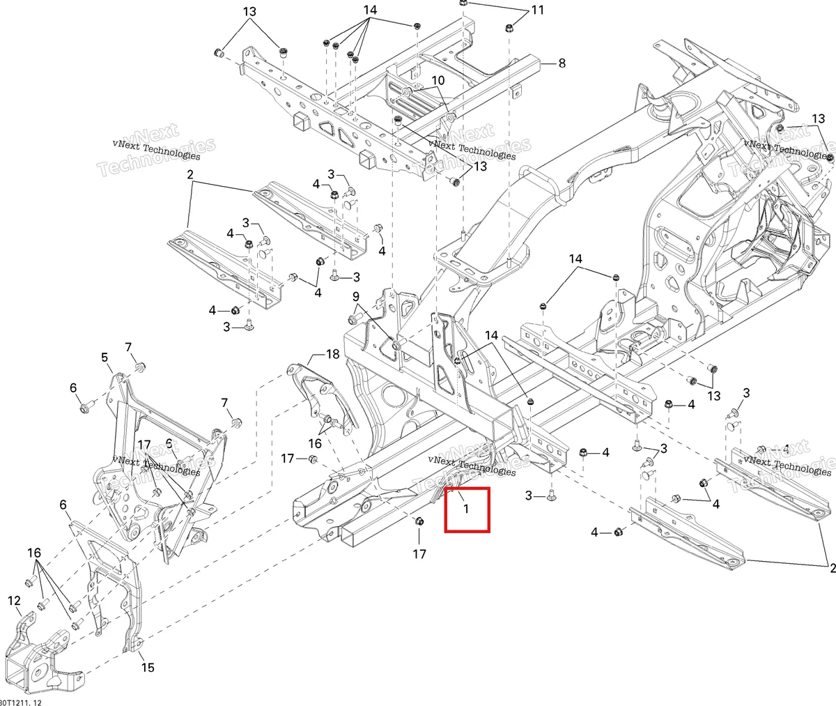 Деталь 705202248 на схеме узла 2012 Can-Am Outlander STD, XT, 1000 EFI Frame