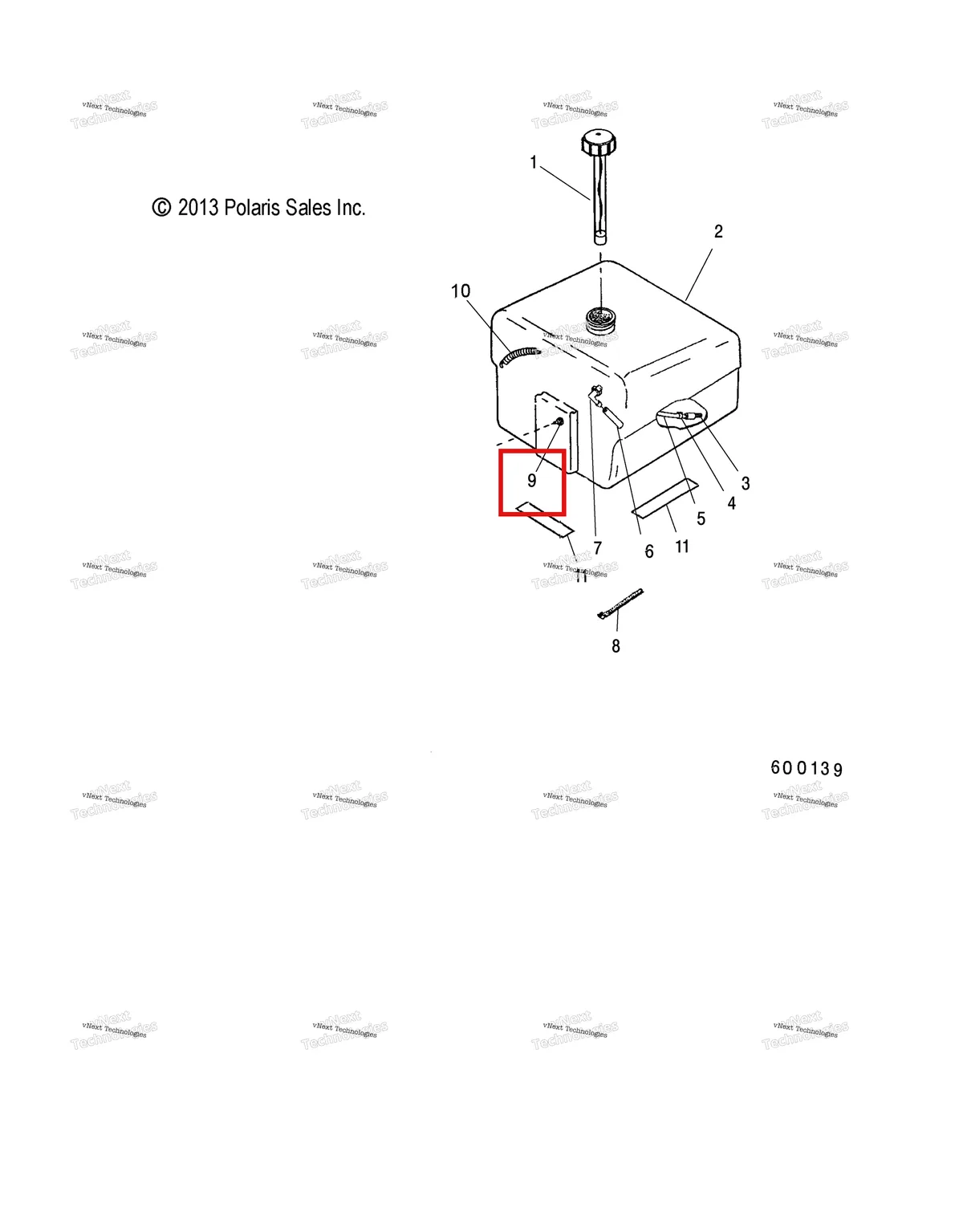 Деталь 7052023 (Фитинг выпускной Polaris Widetrak LX (2006) (7052023)) на схеме узла Fuel System, Fuel Tank Asm