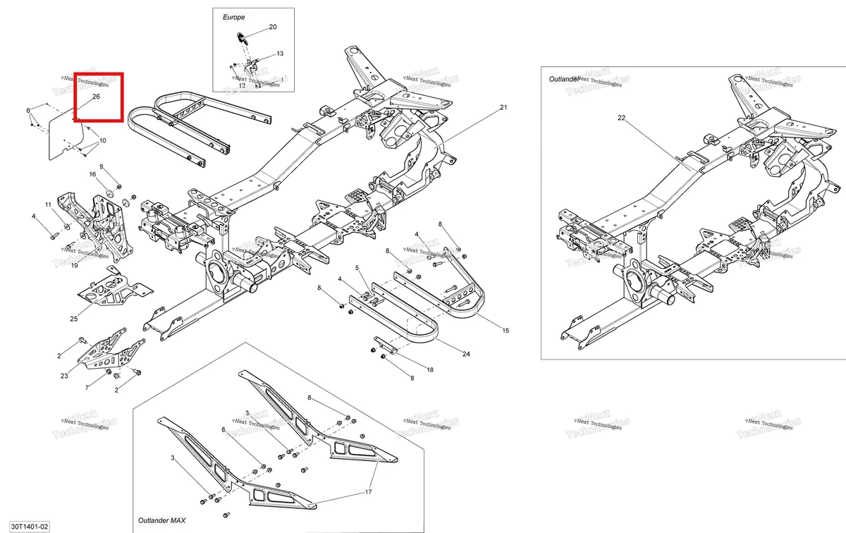 Деталь 705202394 на схеме узла 2014 Can-Am OUTLANDER 400 EFI, STD, XT Frame