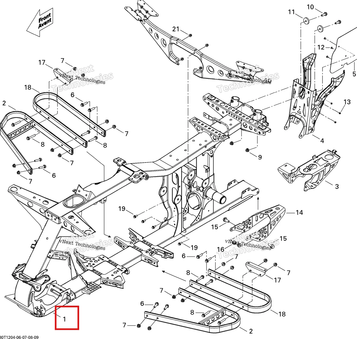 Деталь 705202412 на схеме узла 2012 Can-Am Outlander 800REFI Xmr Frame